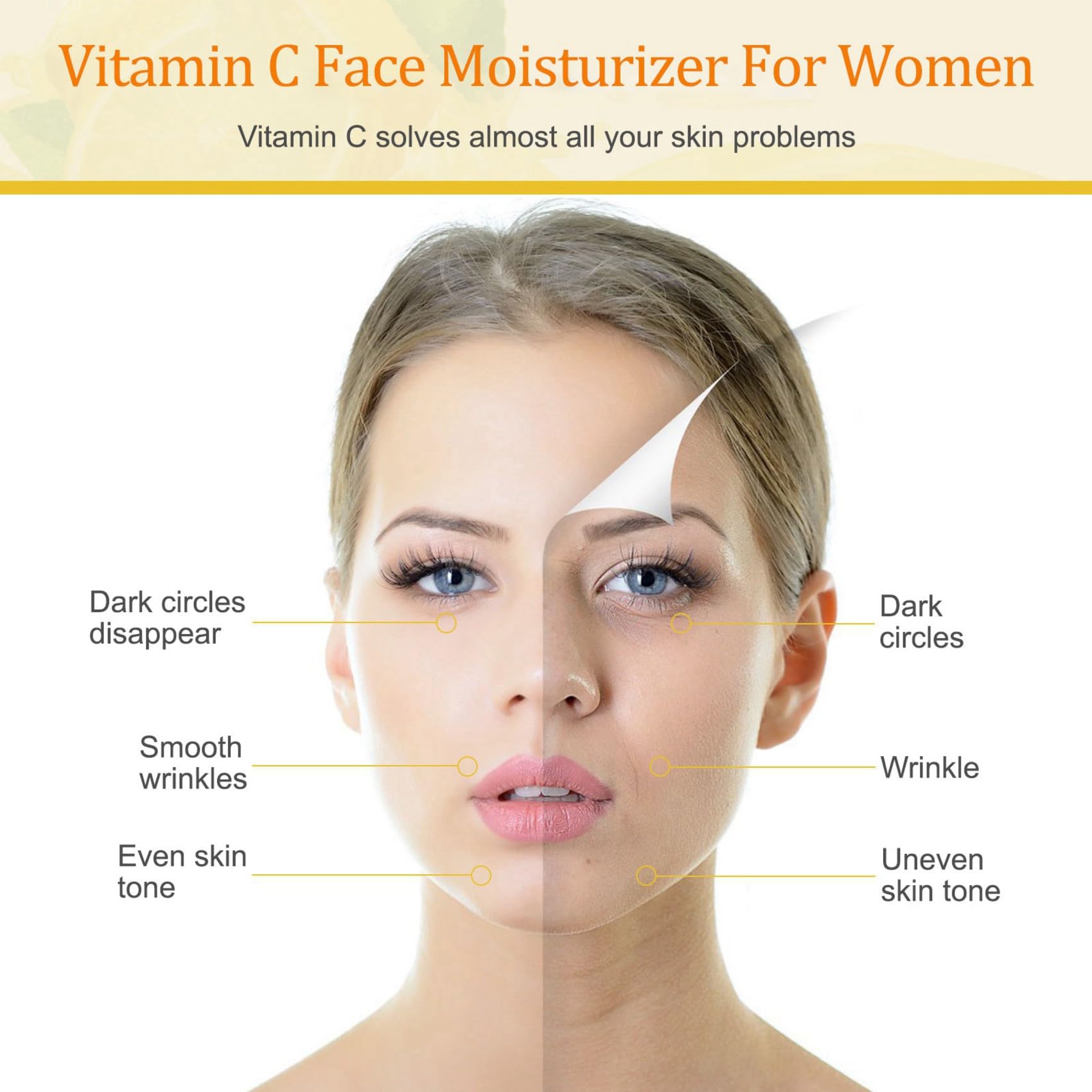 LAIKME Vitamin C Cream, Vitamin C Face Cream With Nicotinamide & Hyaluronic Acid, Vitamin C Moisturizer For Face, Anti Aging Vitamin C Face Cream For Reduces Wrinkle, Fine Lines & Tightening Skin