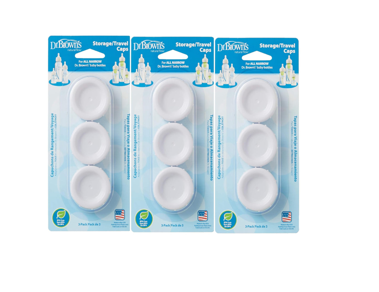 Dr. Brown's Natural Flow Standard Storage Travel Caps Replacement, 9 Count