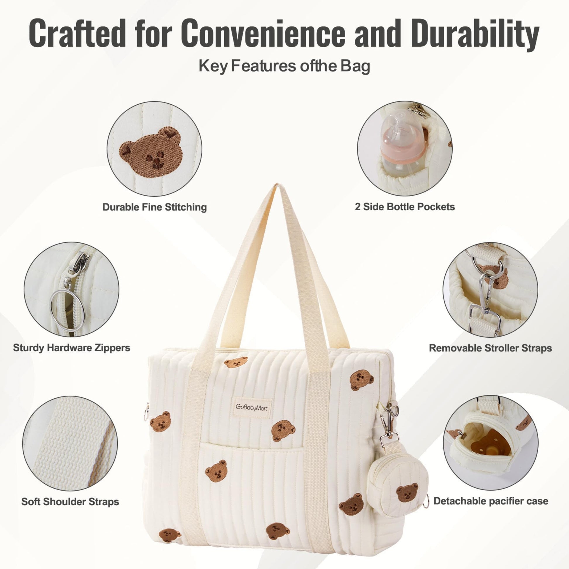 GOBABYMART - Juego de 3 bolsas de pañales, bolsa de hospital para trabajo y parto, bolsa de viaje de maternidad con cambiador y estuche para chupete