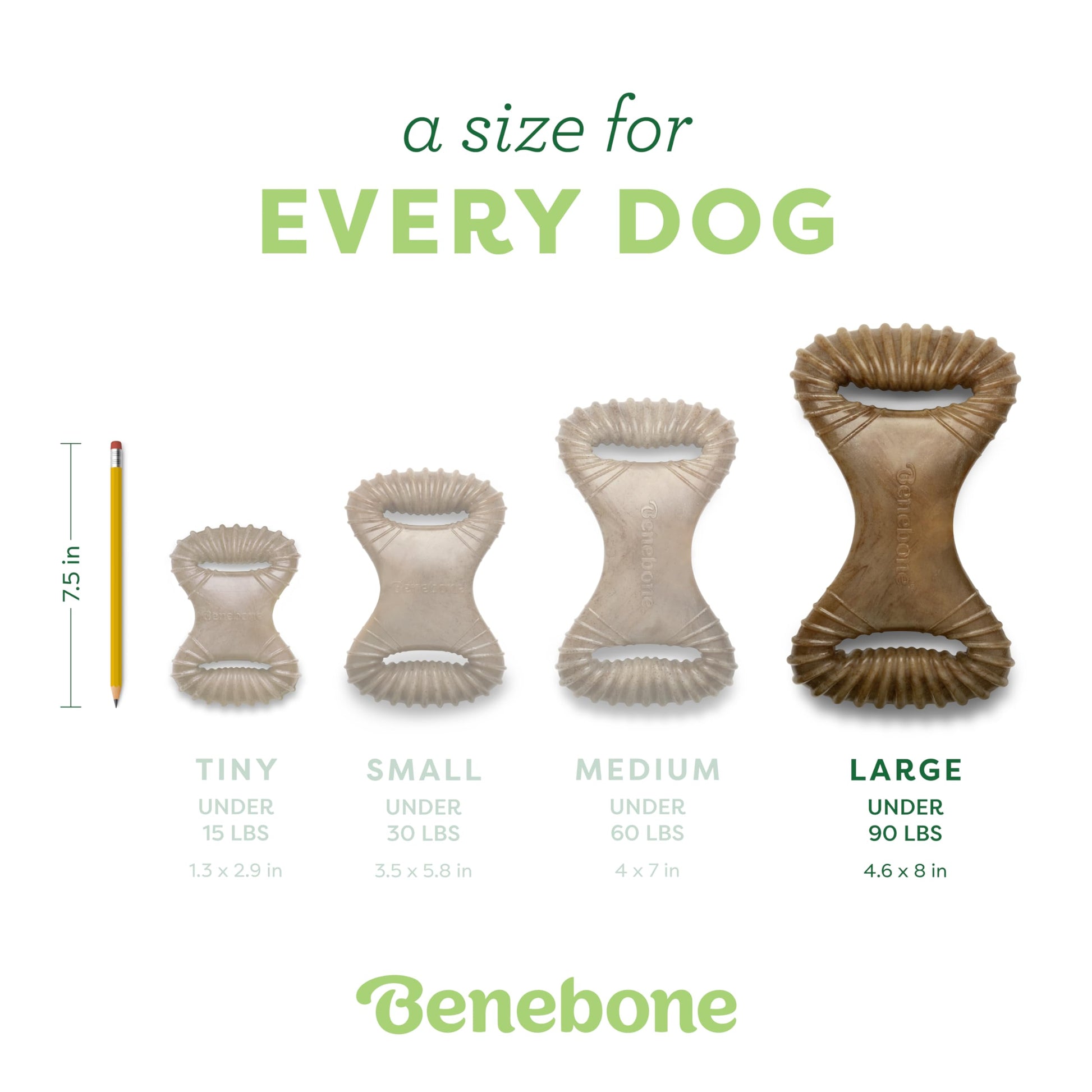 Benebone Dental Dog Chew Toy for Aggressive Chewers, Long Lasting, Made in USA, Large, Real Peanut Flavor