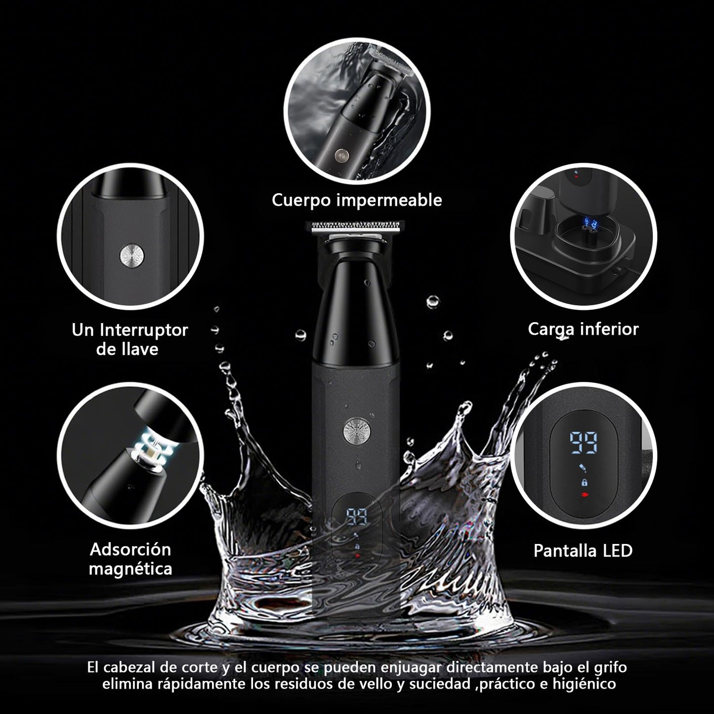 ZVXCABV 16 en 1 Kit de Rasurado para Hombre,Afeitadora Electrica,Barbero Eléctrico con Cabezal de Succión Magnético,Carga Rápida USB y Base,Máquina para Cortar Cabello de Barba/Nariz/Pelo/Cara/Cuerpo