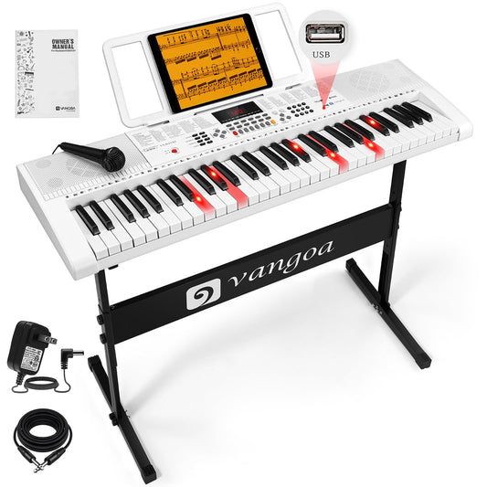Teclado Vangoa VGK6101 Negro con Teclas Iluminadas para Principiantes