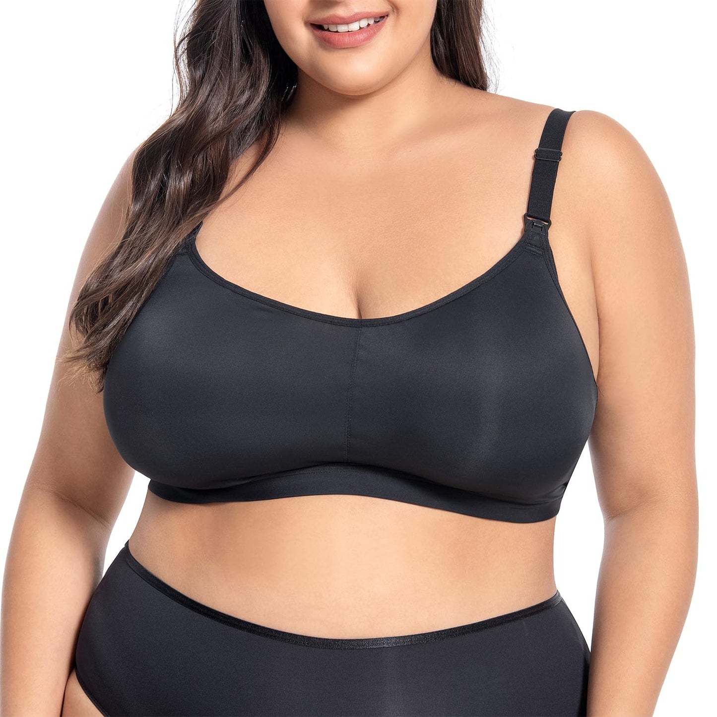 brasier de lactancia de talla grande con almohadillas para orejas integradas, no extraíbles para mujeres grandes, brasier de lactancia grande, brasier de maternidad, pecho grande, negro, gris, rosado,