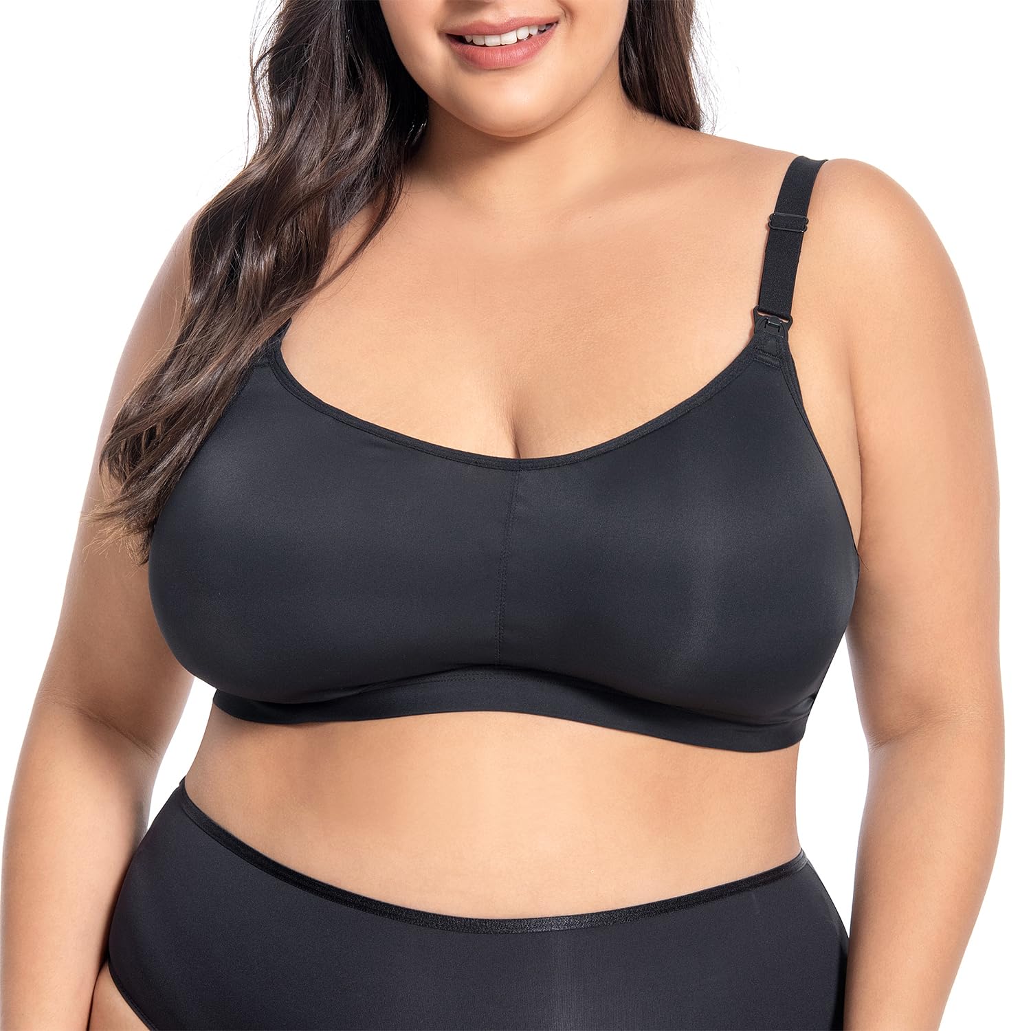 brasier de lactancia de talla grande con almohadillas para orejas integradas, no extraíbles para mujeres grandes, brasier de lactancia grande, brasier de maternidad, pecho grande, negro, gris, rosado,