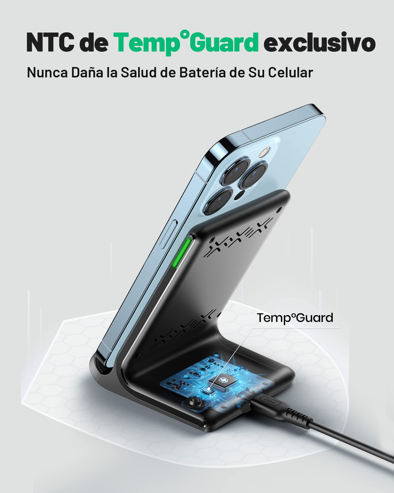 Cargador inalámbrico, INIU [Paquete de 2] 15W Qi Rápida Wireless Charger con Bobinas Dobles y Luz Adaptable para Dormir para iPhone 15 14 13 12 Pro Max X Samsung Galaxy S22 S21 Huawei Xiaomi Google LG