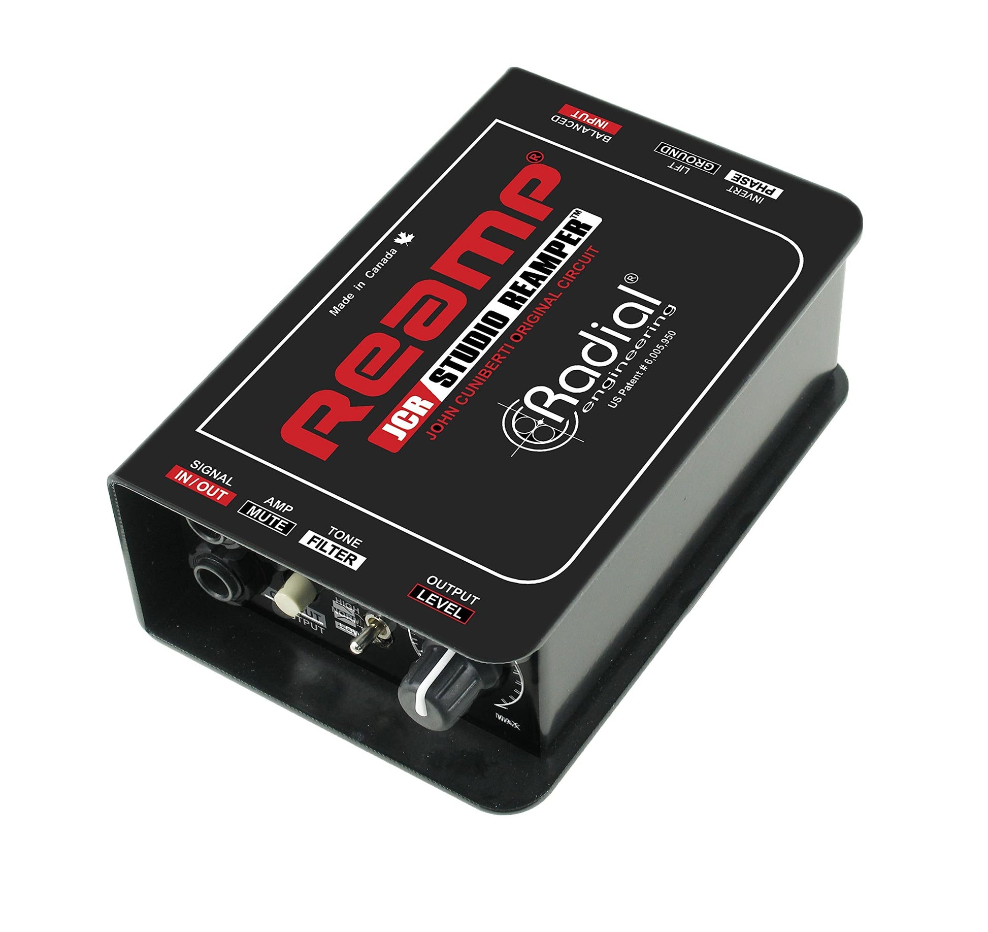 Reamper de Estudio Radial Negro con Filtro de 3 Vías y Elevador de Tierra para Guitarra