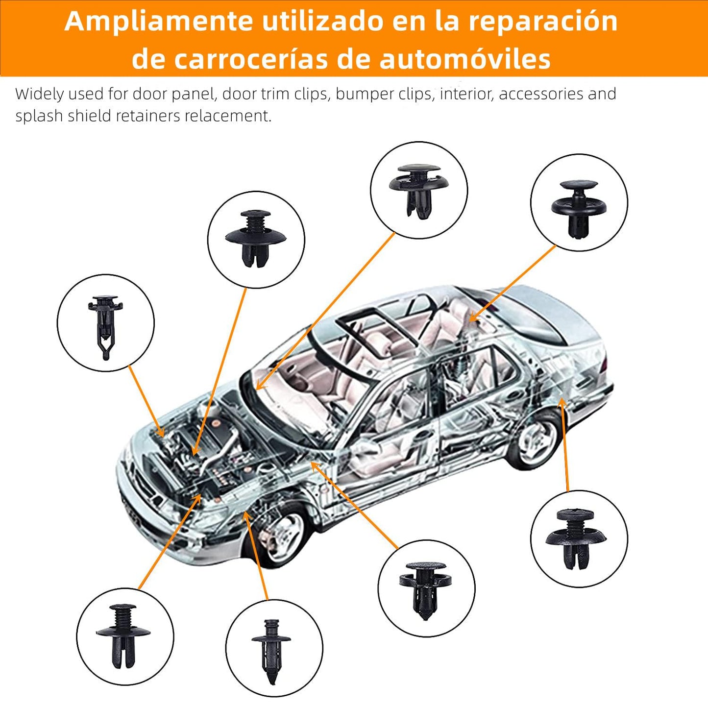 Grapas Automotrices 670 Piezas, Clips de Sujeción de Plástico para Coche 16 Tamaños, con Herramientas de Extracción de Sujetadores, Universal Auto Clips de Nylon para Toyota, Honda, Nissan, Mazda