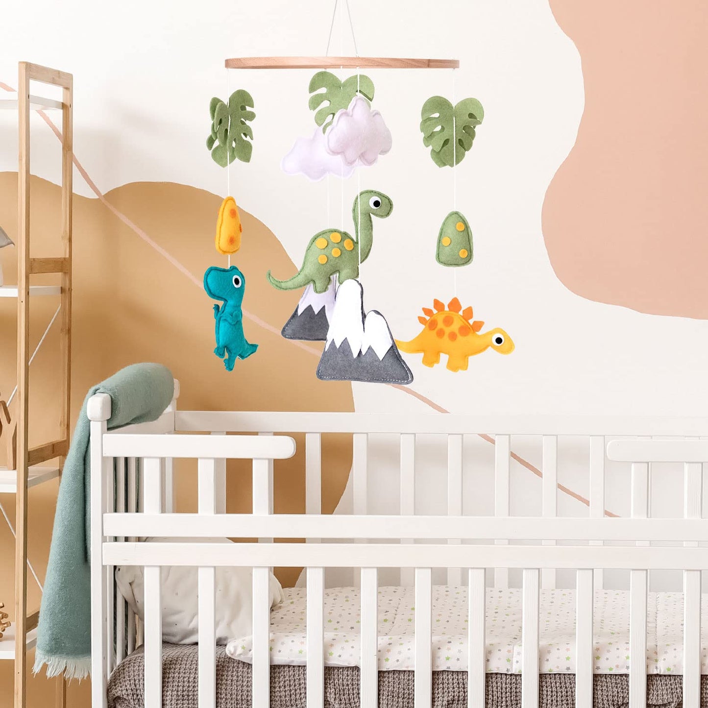 Móvil de Cuna de Dinosaurio Vlokup, Móvil de Cuna Dino, Decoración Neutral de Móvil para Guarda-Play, para Bebé Niño y Niña