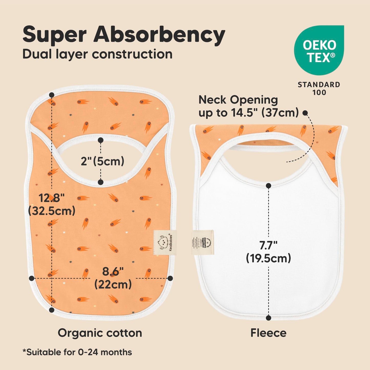 KeaBabies - Paquete de 8 baberos para bebés para niños y niñas, baberos sin botones para la dentición, bebé niña y niño pequeño, recién nacido, suave y absorbente, colores bonitos, cobertura grande