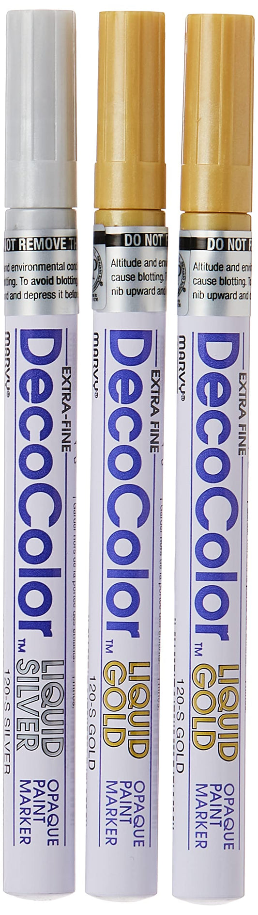 Bolígrafo DecoColor Uchida Plateada Oro de Punta Fina Pack de 3