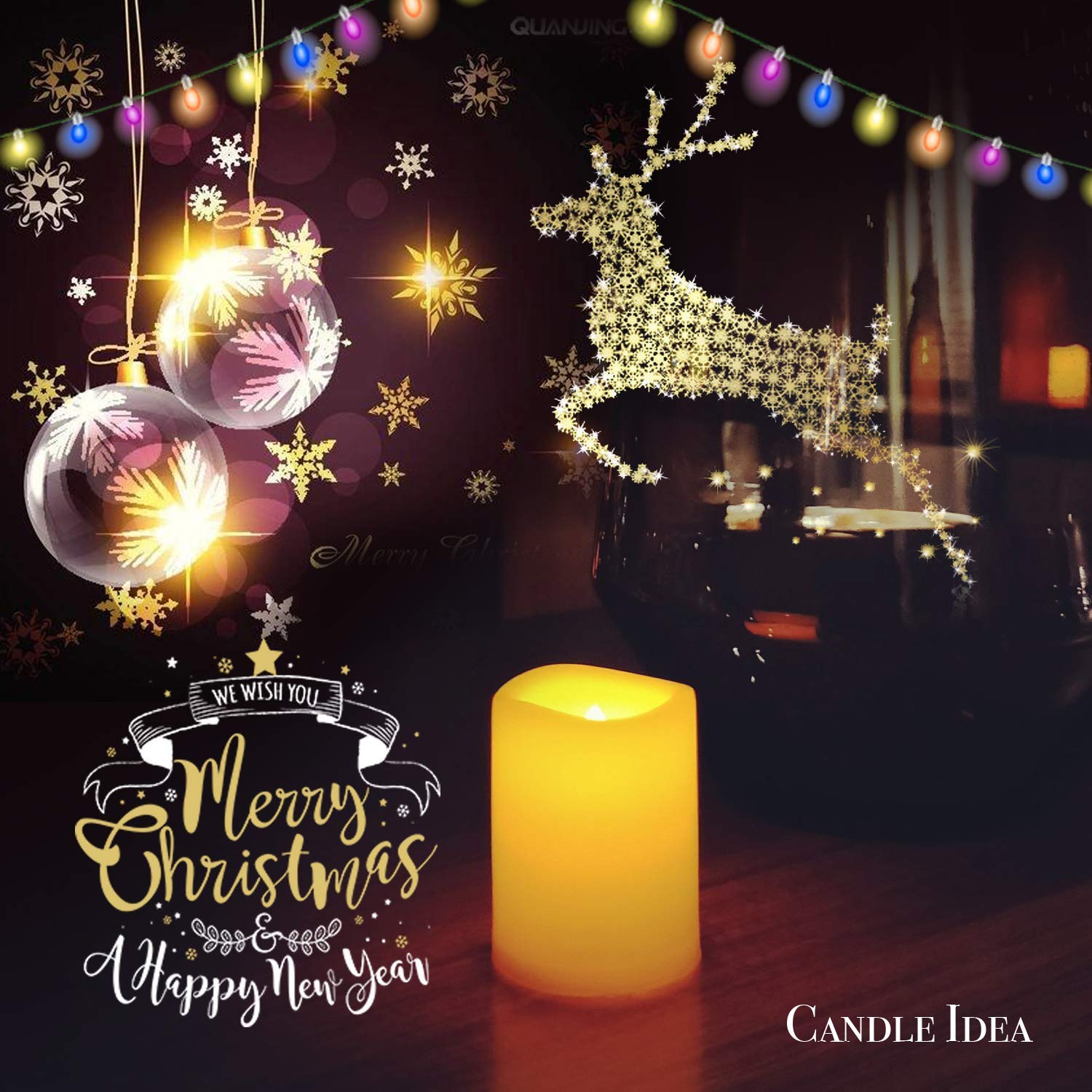 CANDLE IDEA - Velas votivas LED sin llama, paquete de 24 unidades, 3.81 x 5.08 cm, funciona con pilas, luces de té eléctricas sin llama, velas falsas a granel para bodas, Navidad, decoraciones de