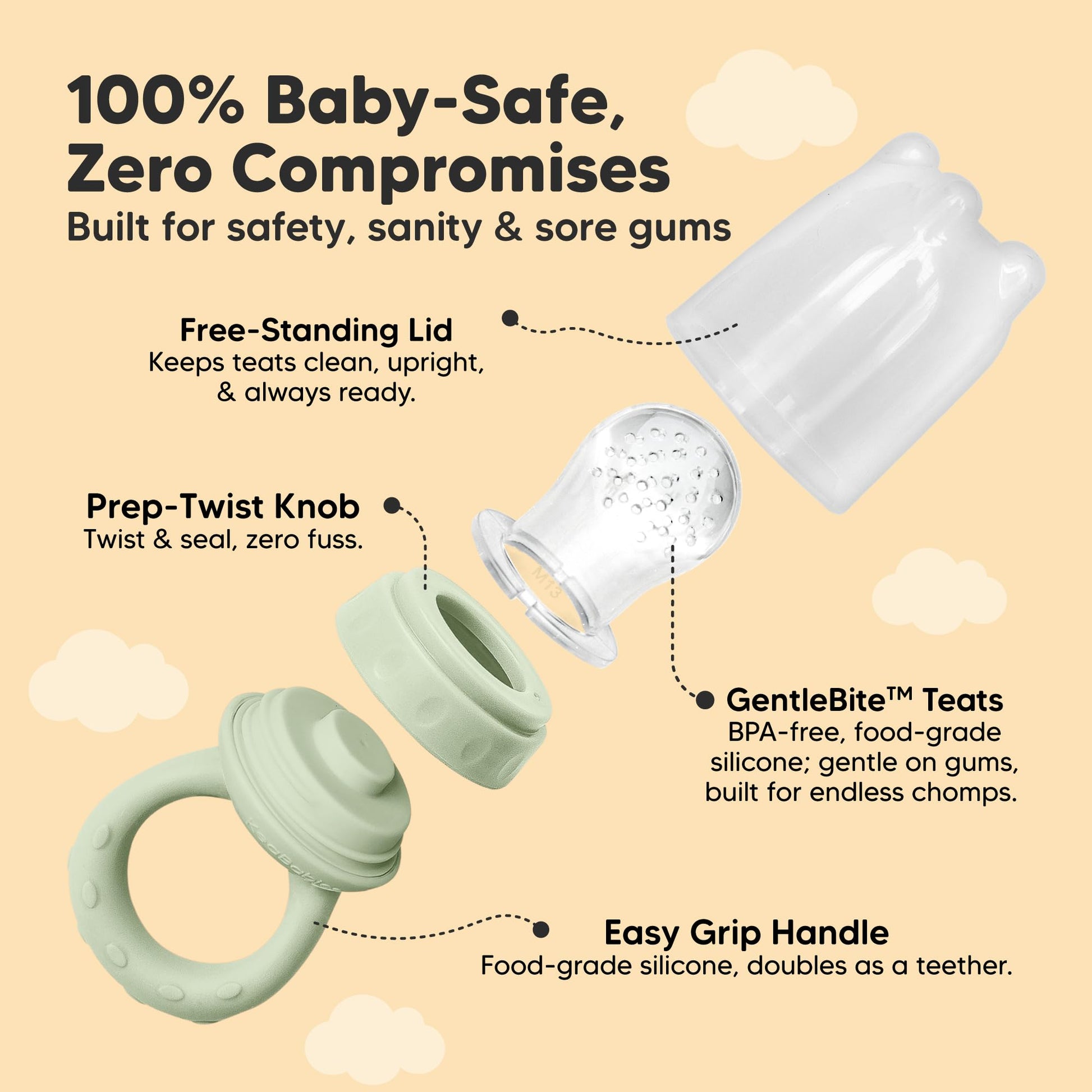 Lil'Prep - Pack de 2 alimentadores para bebés (Soft Fern)