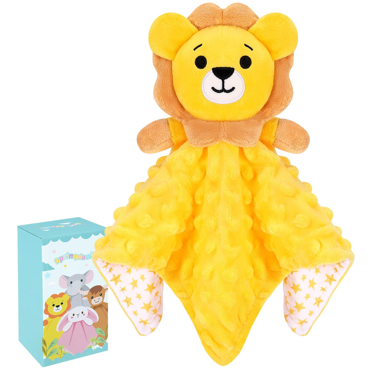 Sprinqdawin - Mantas de seguridad de león para bebés, manta de seguridad de bebé de león para recién nacidos, juguete suave para bebé, regalos de animales de peluche para niños y niñas, amor de león