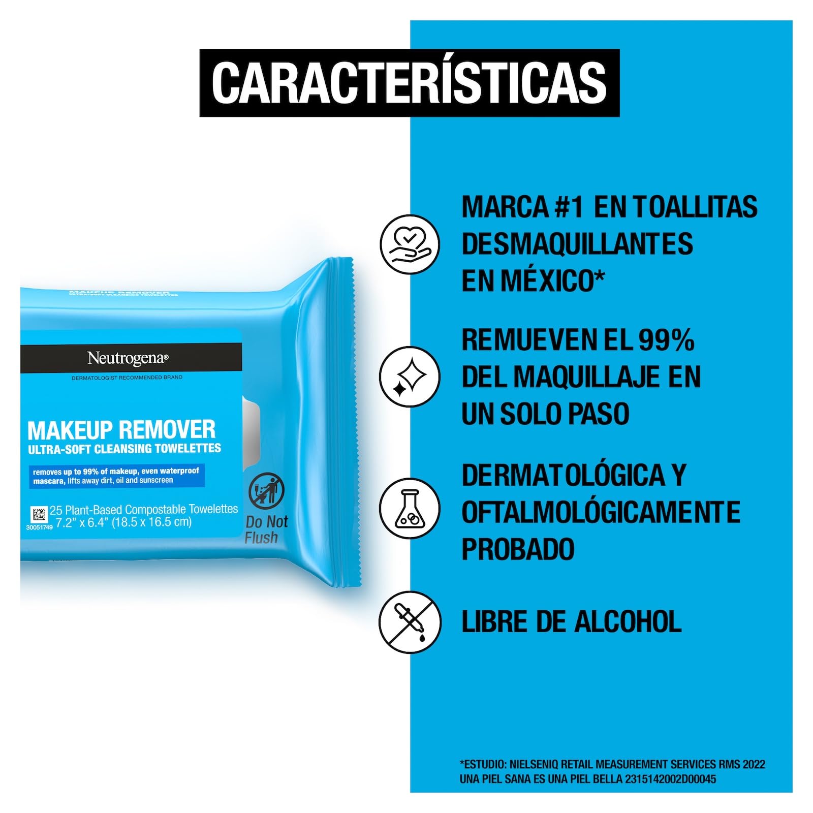 Toallitas desmaquillantes Neutrogena 25 pzs