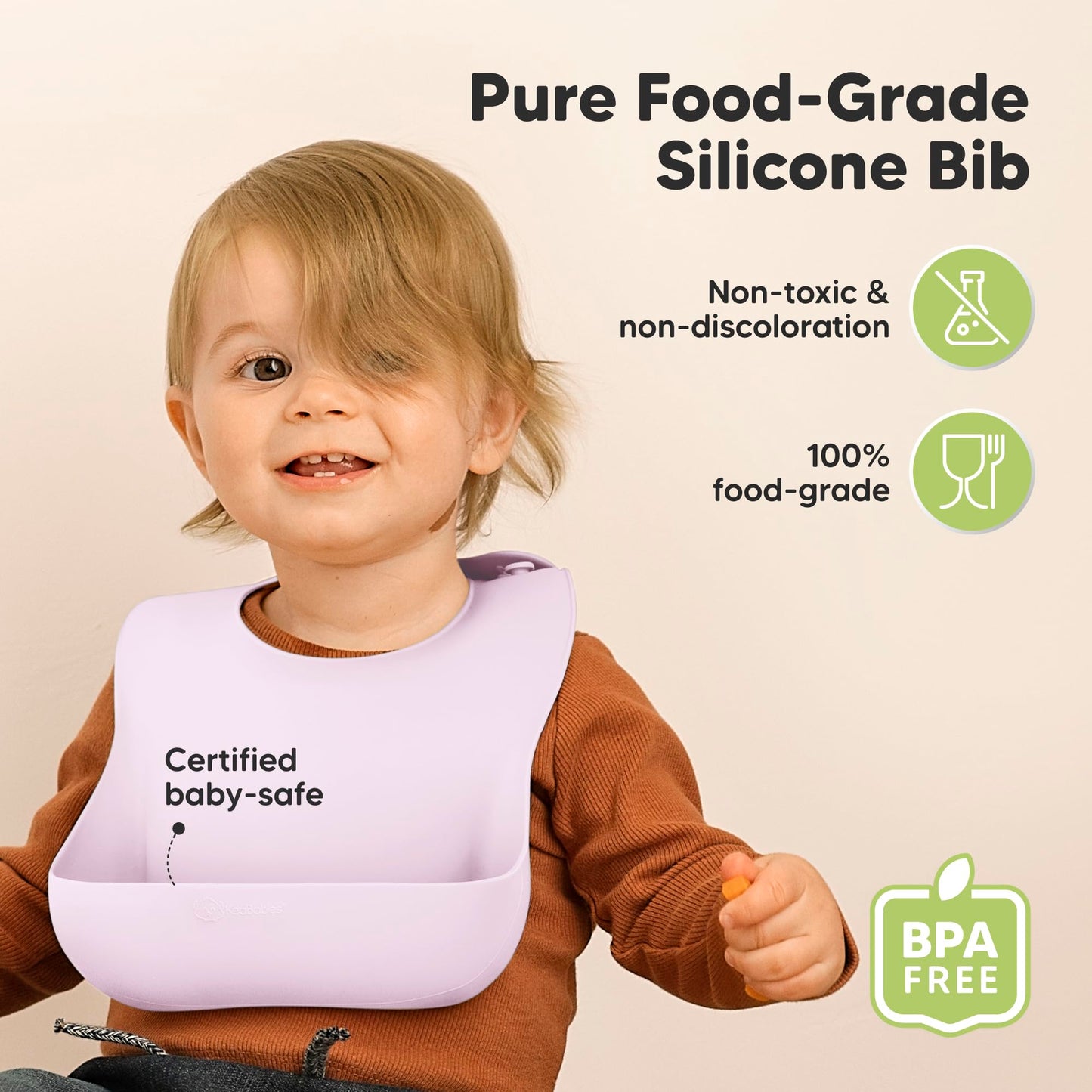 KeaBabies - Paquete de 2 baberos de silicona para bebés, baberos de silicona para comer, baberos de silicona pura de grado alimenticio, baberos para niños pequeños, baberos impermeables, baberos de