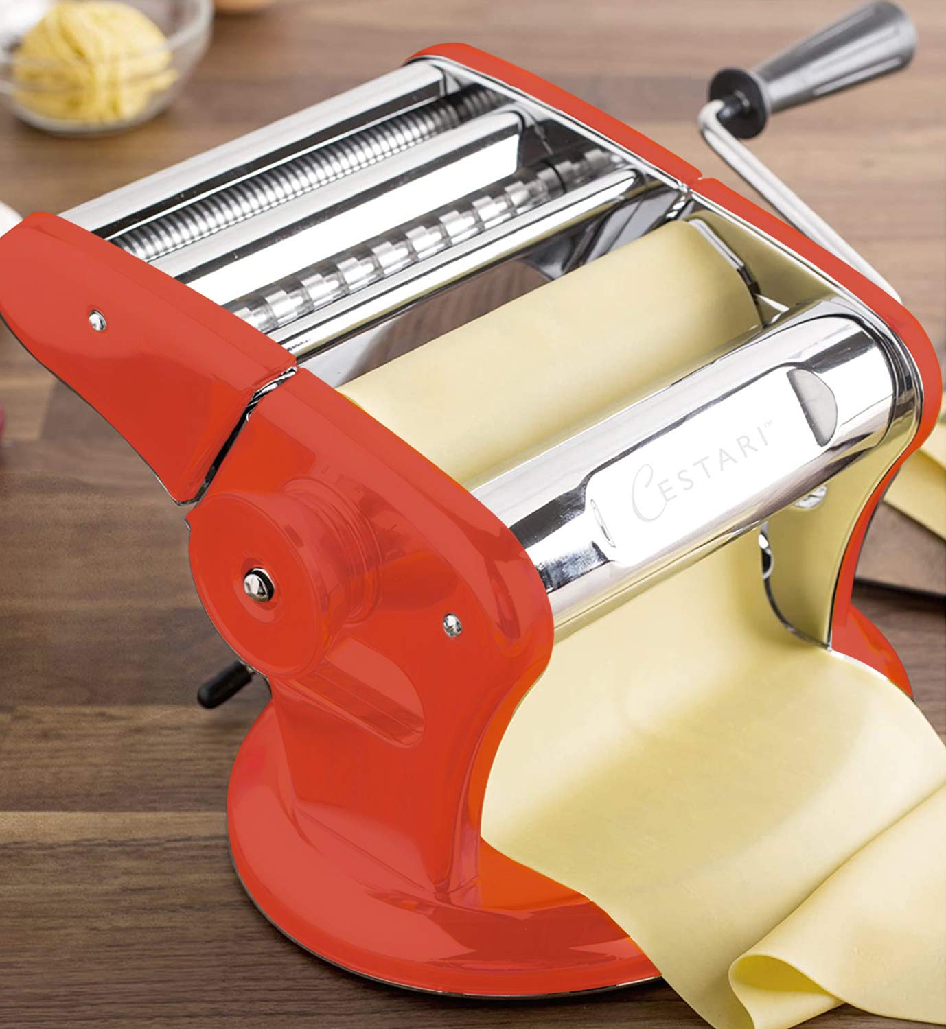 Máquina de pasta profesional para hacer pasta – Base de succión patentada única para uso antideslizante de máquina de rodillo de pasta de acero inoxidable – 150 mm – Fabricador de fideos y rodillo de masa por Cestari