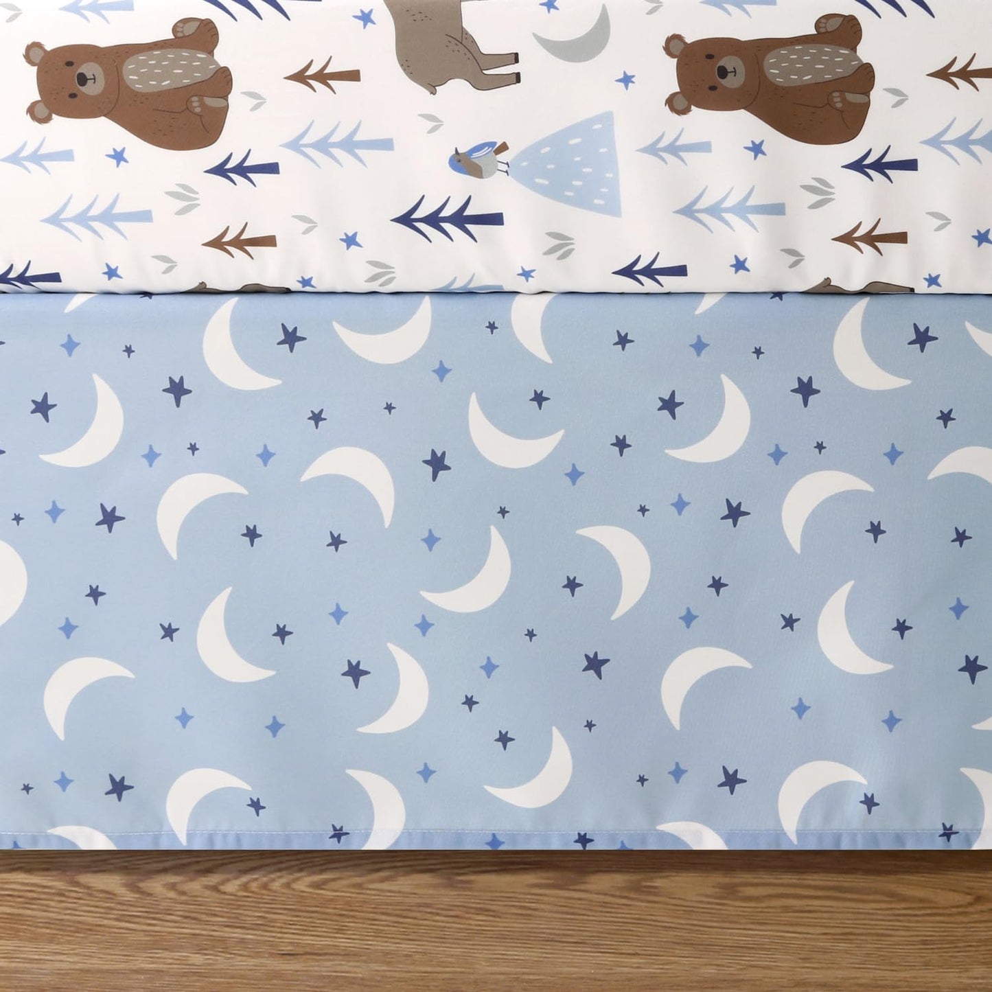 The Peanutshell - Juego de cama de 3 piezas para cuna para niños – Juego de cama de bebé recién nacido, bebé y niño pequeño con sábana bajera para cuna, volantes contra el polvo, edredón para cuna,