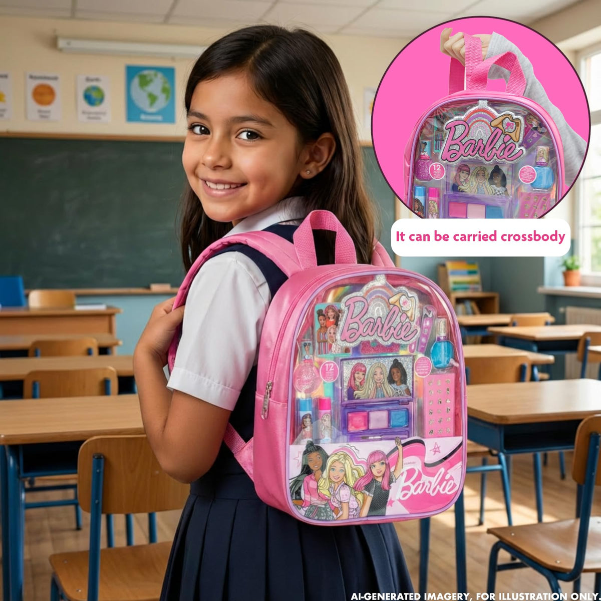 Barbie Mochila de Maquillaje Infantil Set de Belleza Regalo para Niñas