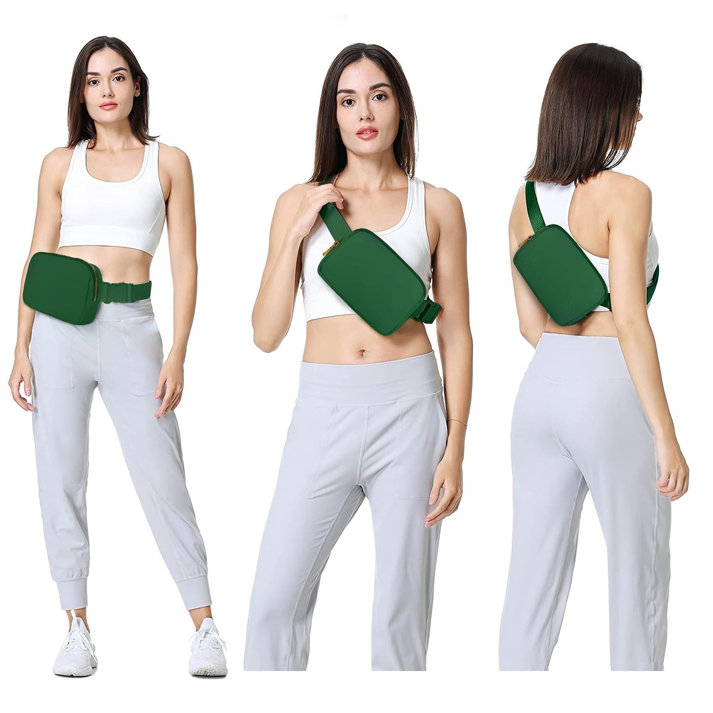 Riñonera Vorolo Verde Oscuro con Correa Ajustable para Mujeres y Hombres