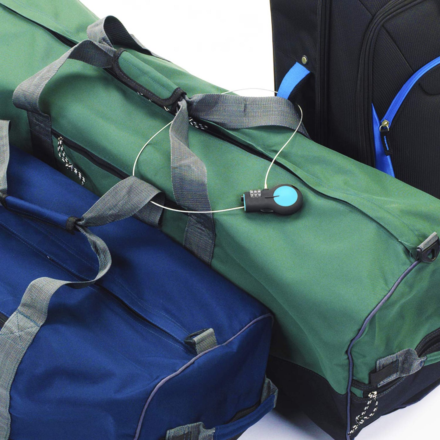 Lewis N. Clark - Candado de cable retráctil con cable de acero de 30 pulgadas, Azul, Una talla, Candado aprobado por Tsa y candado para bicicleta para equipaje + viajes, configura tu combo con cable