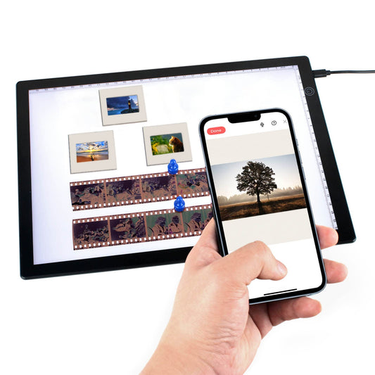 DGODRT - Caja de luz con visor deslizante para escanear películas negativas antiguas, bocetos de artistas, escáner de caja de luz ultrafina A4 con 3 brillos ajustables, alimentado por USB