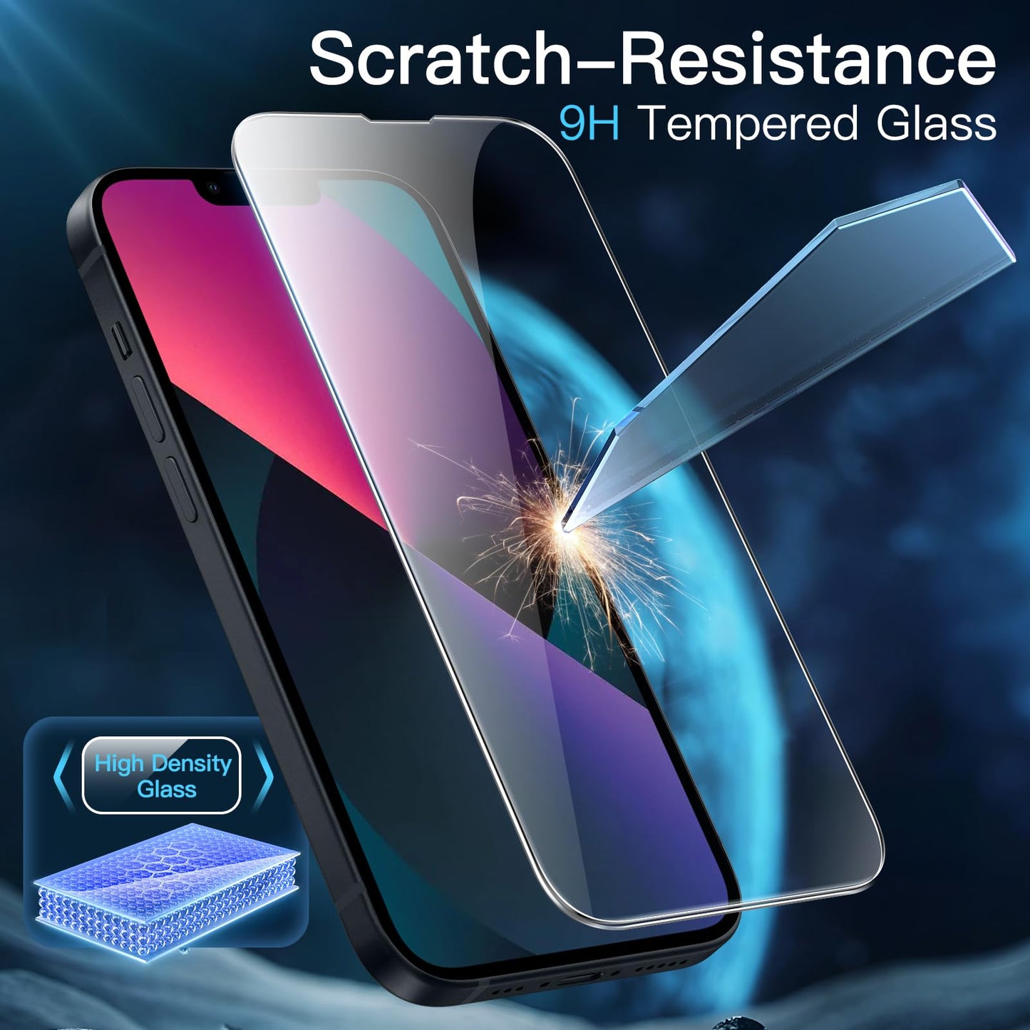 JETech 3 en 1 Funda Magnética para iPhone 13 6.1 Pulgadas con 2 Protectores Pantalla Mica Cristal Vidrio Templado, Compatible con MagSafe, Carcasa Mate Translúcida (Negro)
