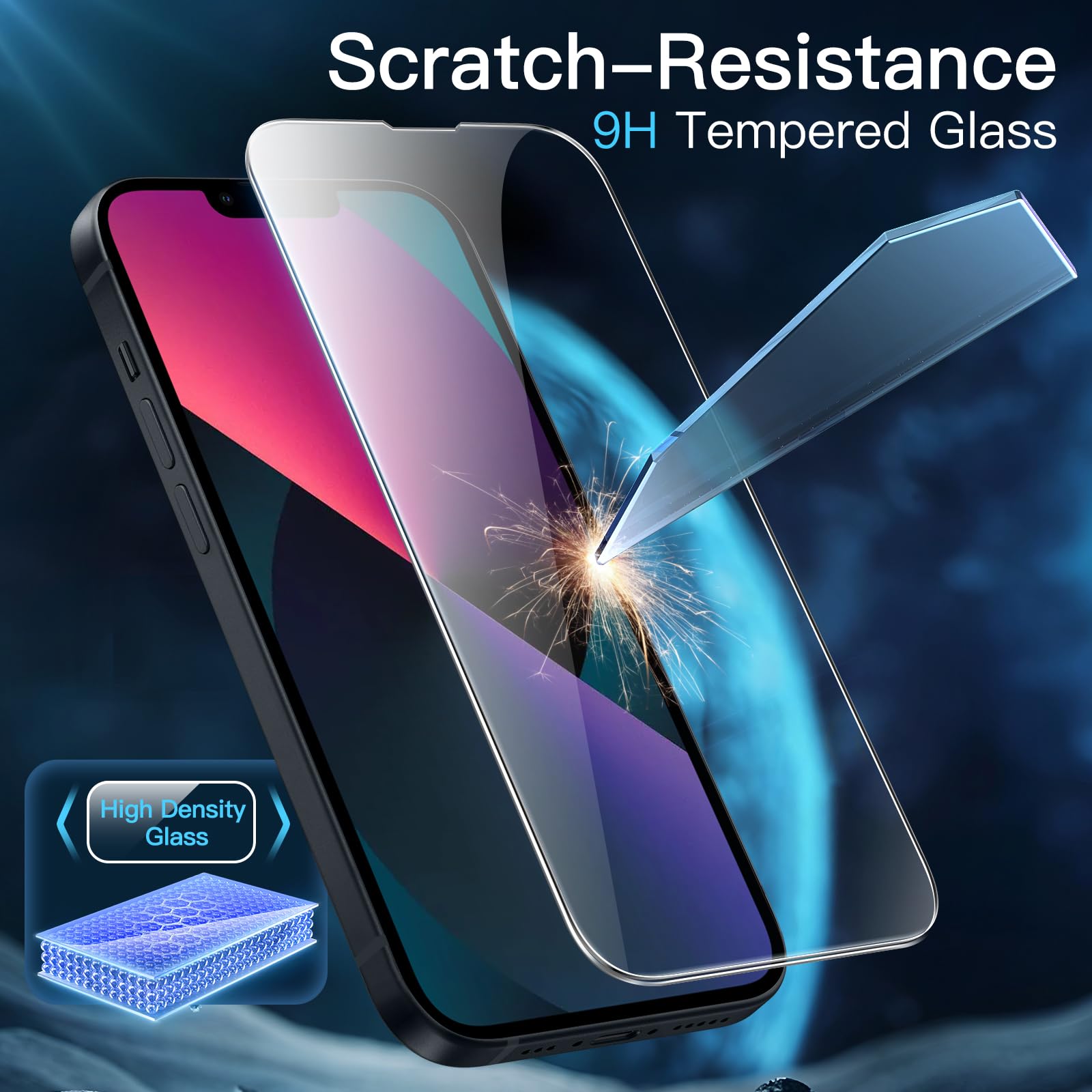 JETech 3 en 1 Funda Magnética para iPhone 13 6.1 Pulgadas con 2 Protectores Pantalla Mica Cristal Vidrio Templado, Compatible con MagSafe, Carcasa Mate Translúcida (Negro)