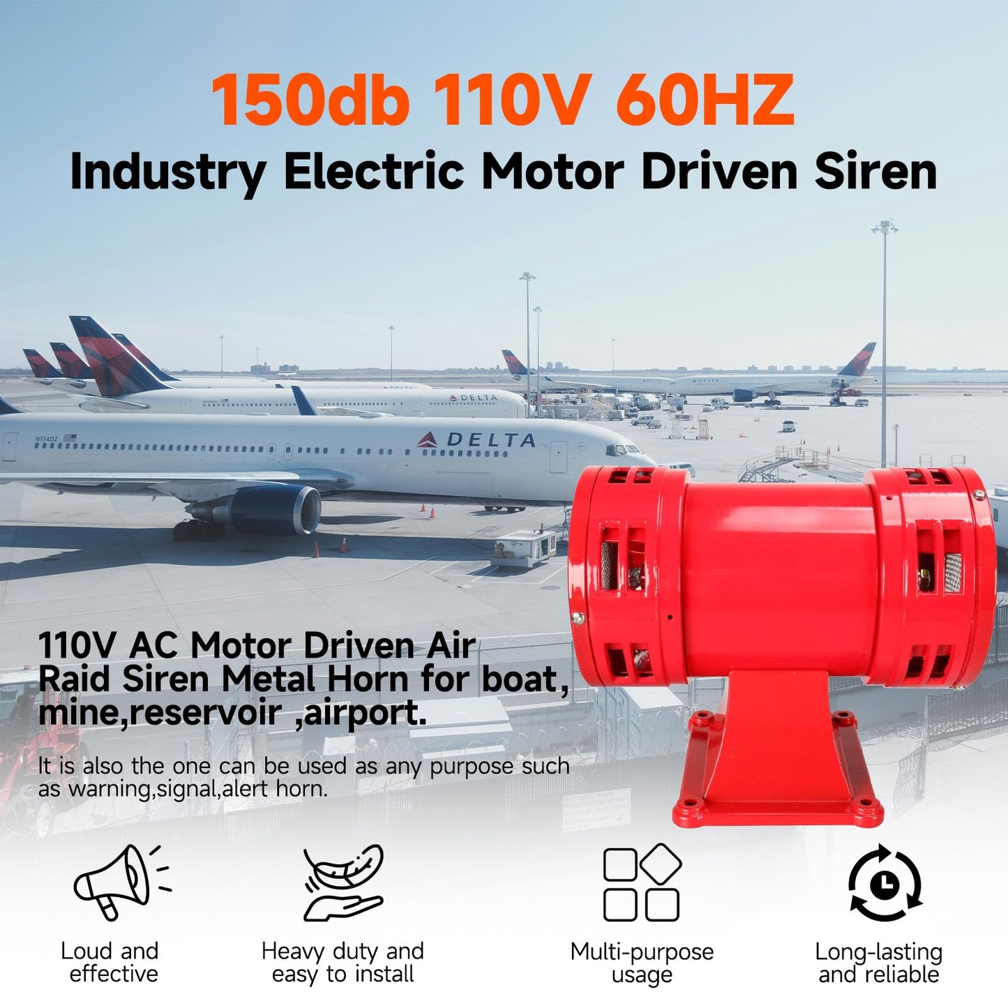 Sirena de Alarma YaeCCC 110V 150db Súper Fuerte en Rojo para el Hogar