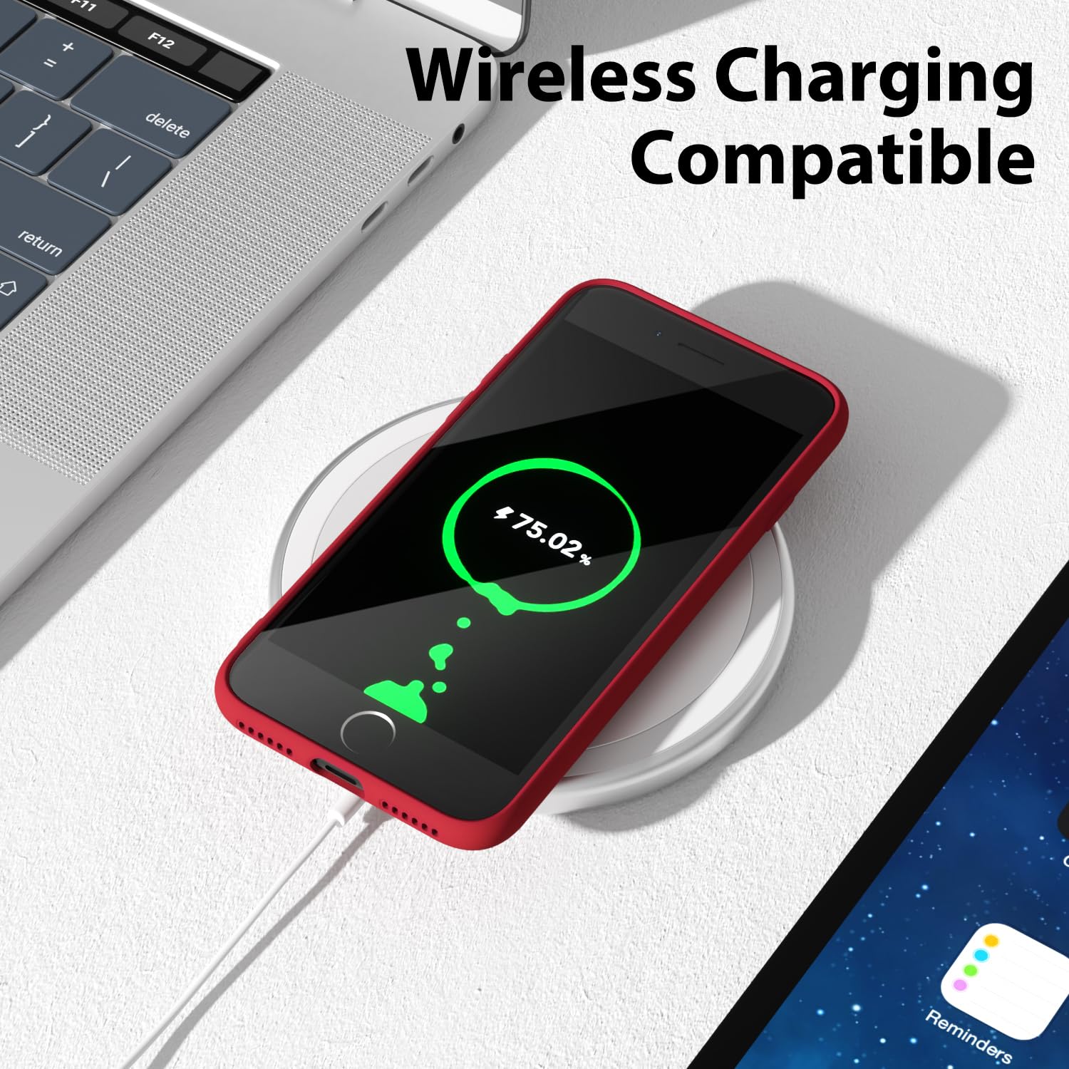 oakxco - Funda para iPhone SE de 3ª generación 2022/2020/2ª silicona, funda para iPhone 7/8, gel de goma suave, elegante, delgada, TPU mate, suave, para mujeres y niñas, lindas, rojo