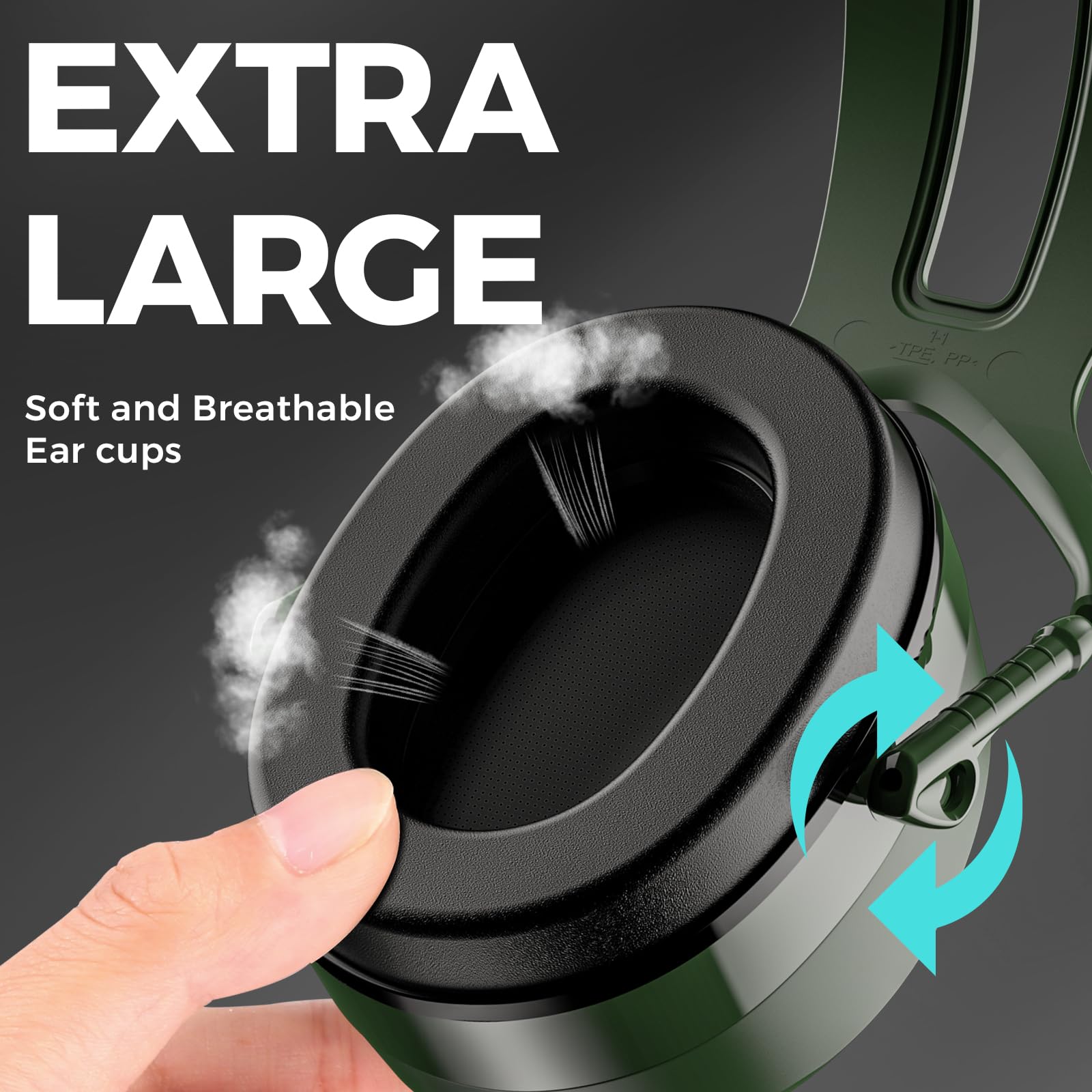 Auriculares ProCase Verde Cancelación de Ruido Earmuff SNR 37dB Orejera Insonorizada para Adultos