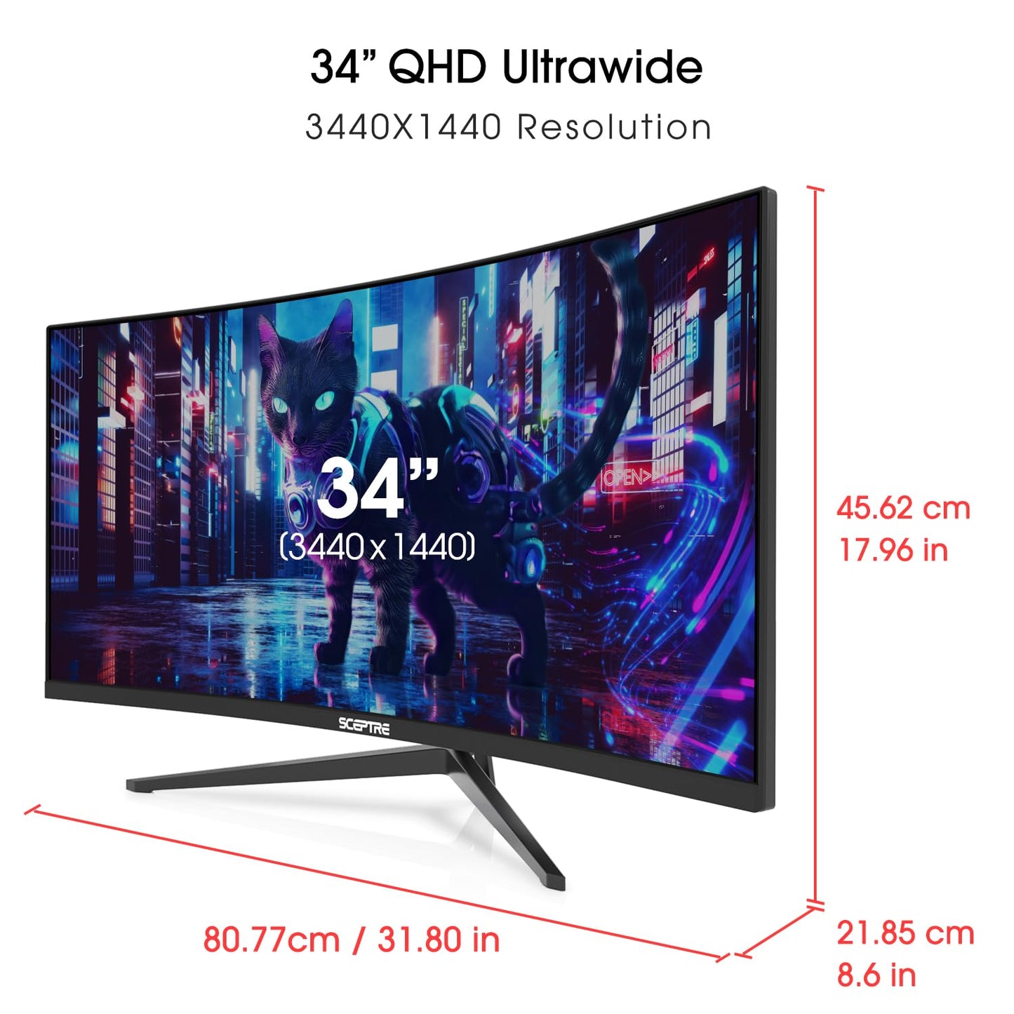 Monitor Curvo Ultrawide Sceptre Negro WQHD 34 Pulgadas 165Hz 1ms 2023