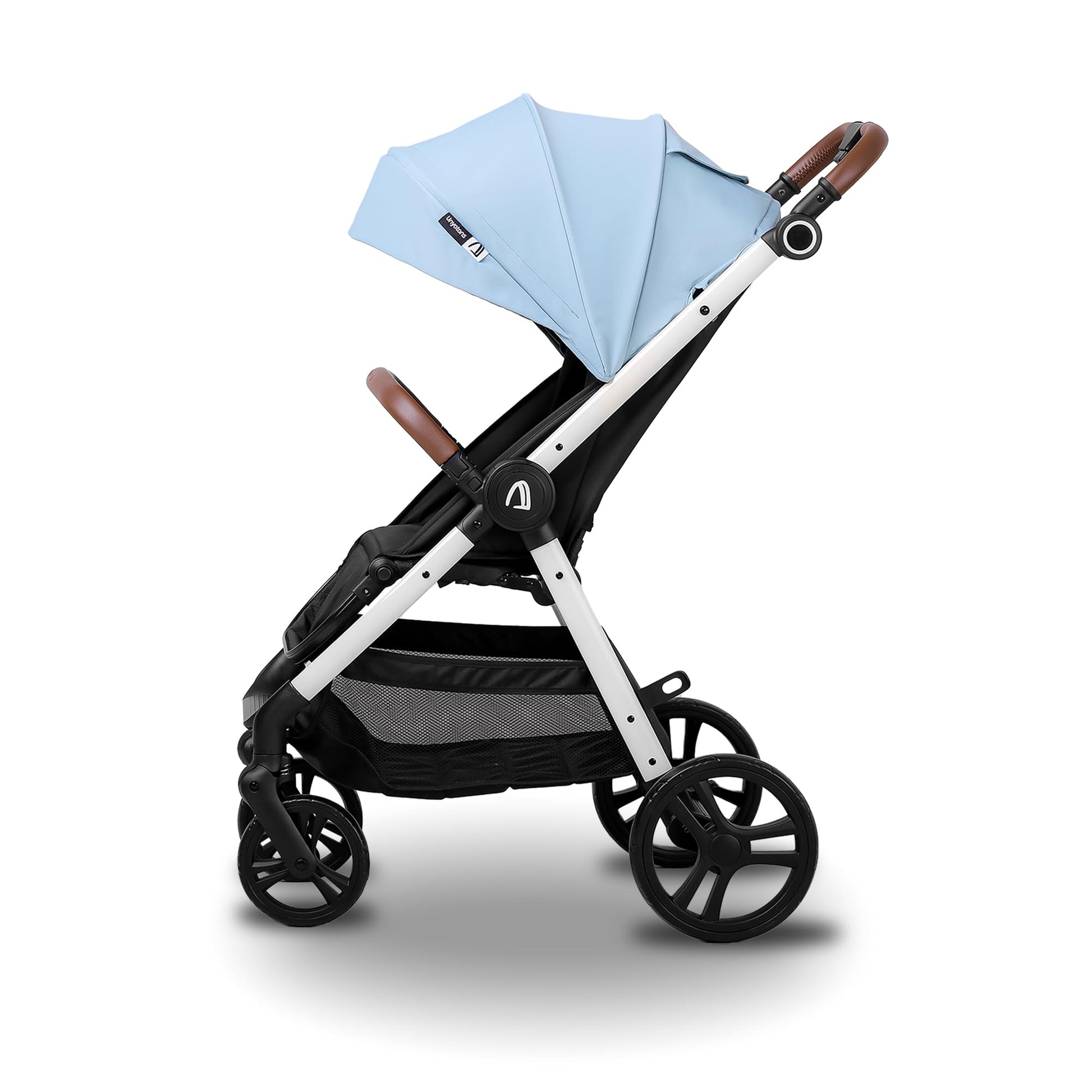 Carriola Plegable Para Bebé Unyotons, Estructura Ligera De Aluminio, Llantas Antideslizantes De Goma, Sistema Plegable Semi Automatico. Diseño Moderno, Resistente. (Azul Claro)