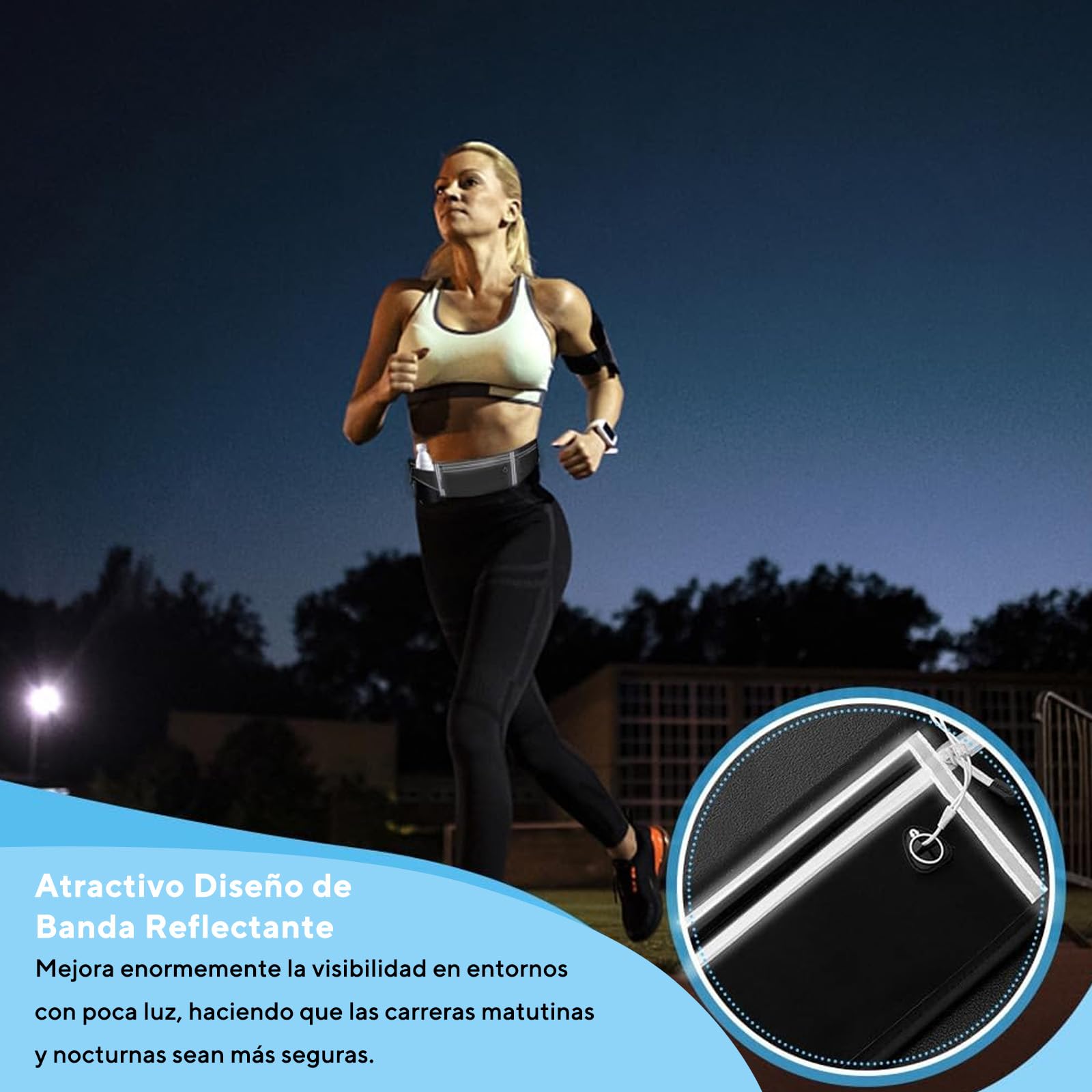 Cangurera Deportiva, 2 Pack Riñonera Deportiva, Bolsa Running Impermeable con Cinturón Elástica y Bolsillos de Auricular y Llaves, Cangureras Deportiva para Correr, Ciclismo, Gimnasio