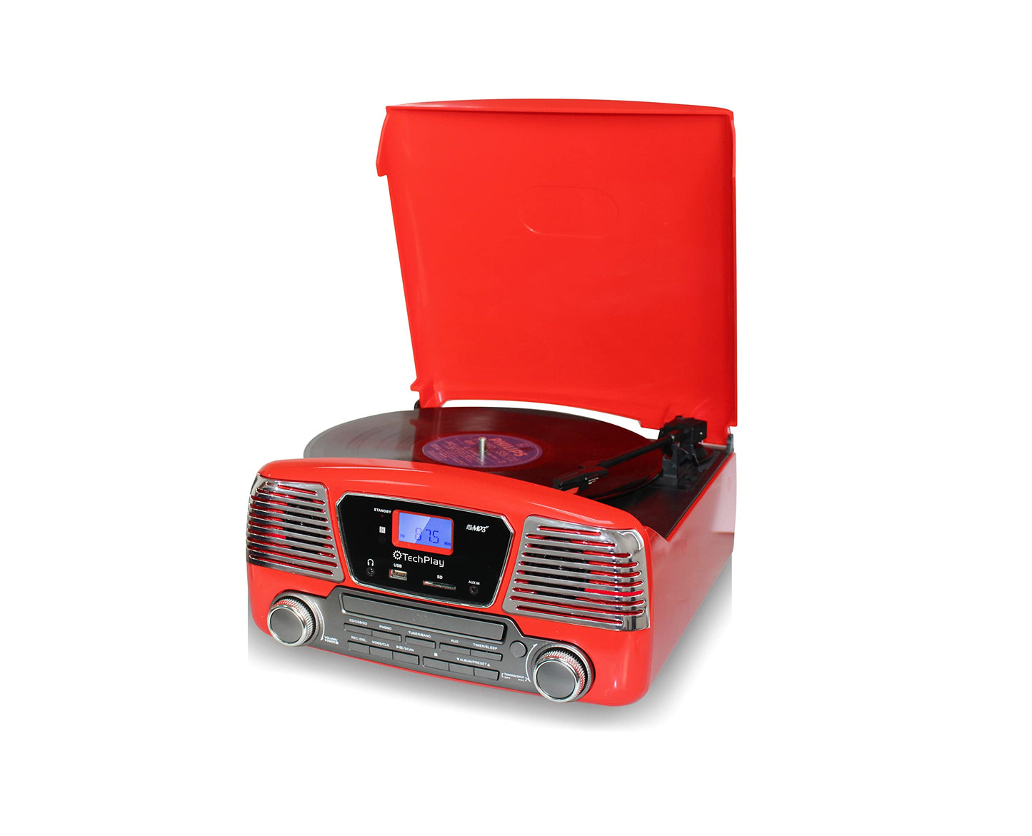 TechPlay ODC35BT - Reproductor de CD y MP3 programable con Bluetooth, 3 velocidades, USB/SD, Radio y Mando a Distancia