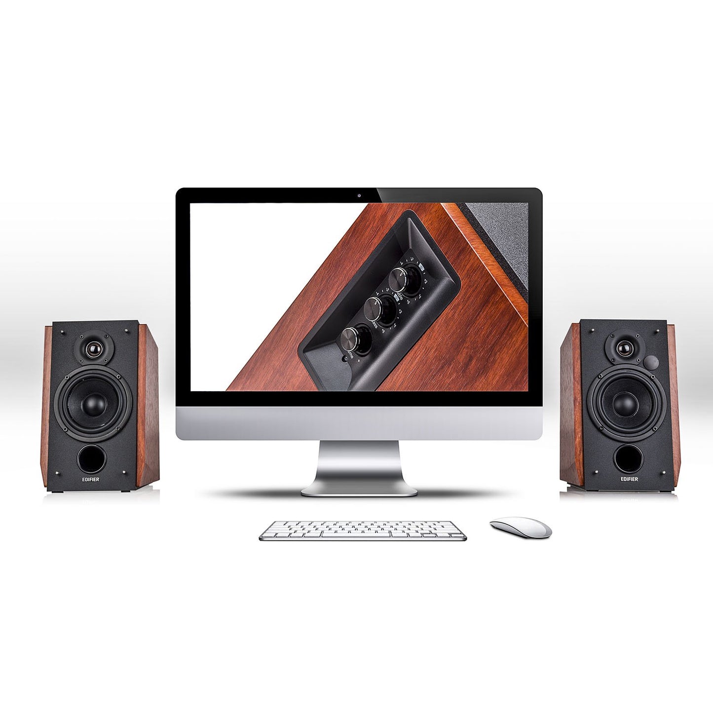 Edifier Bocinas Bluetooth para estantería, R1700BT monitores Activos de Estudio de Campo cercano, bocinas alimentadas 2.0, configuración de Caja de Madera, 66 W RMS