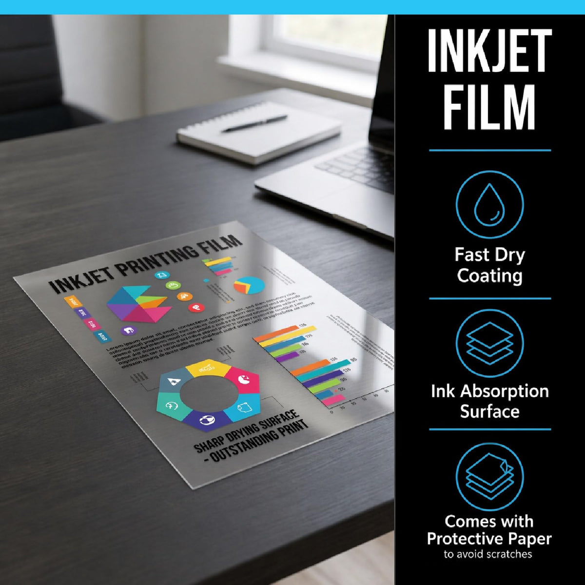 Hojas De Película Transparente Inkjet OHP Transparente Tamaño Carta De Secado Rápido