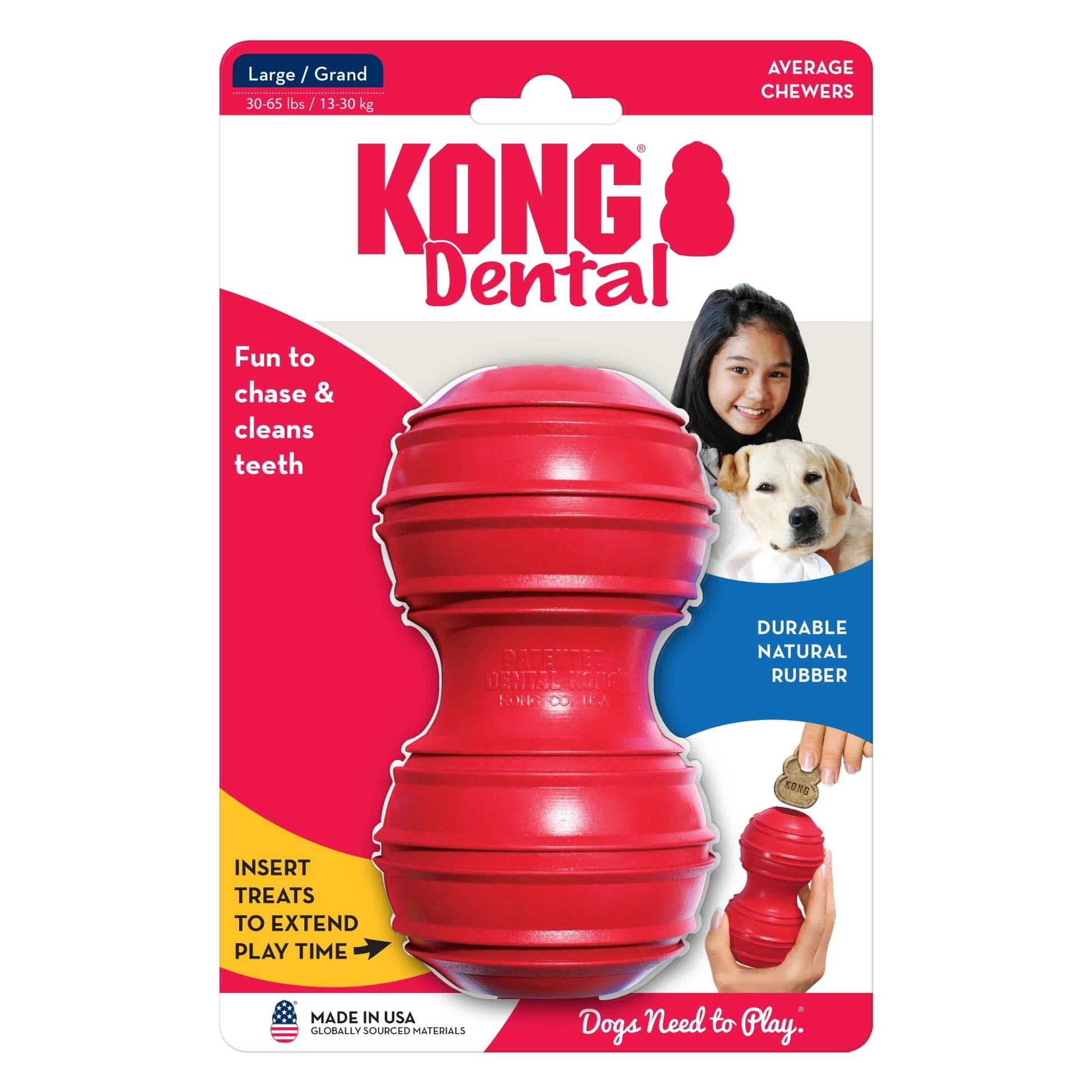 KONG Dental Juguete para los Dientes del Perro, Grande, Rojo