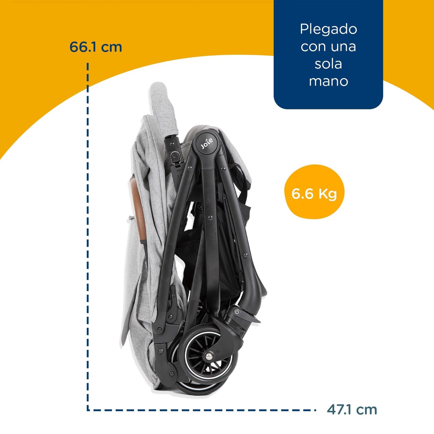 Joie Carriola para Bebe Tourist con Silla Ergonomica, Carriola Moderna para Bebes, Carreola Portabebe de Viaje Plegable y Convertible 2 Posiciones, Carreola con Frenos y Manija Ajustable