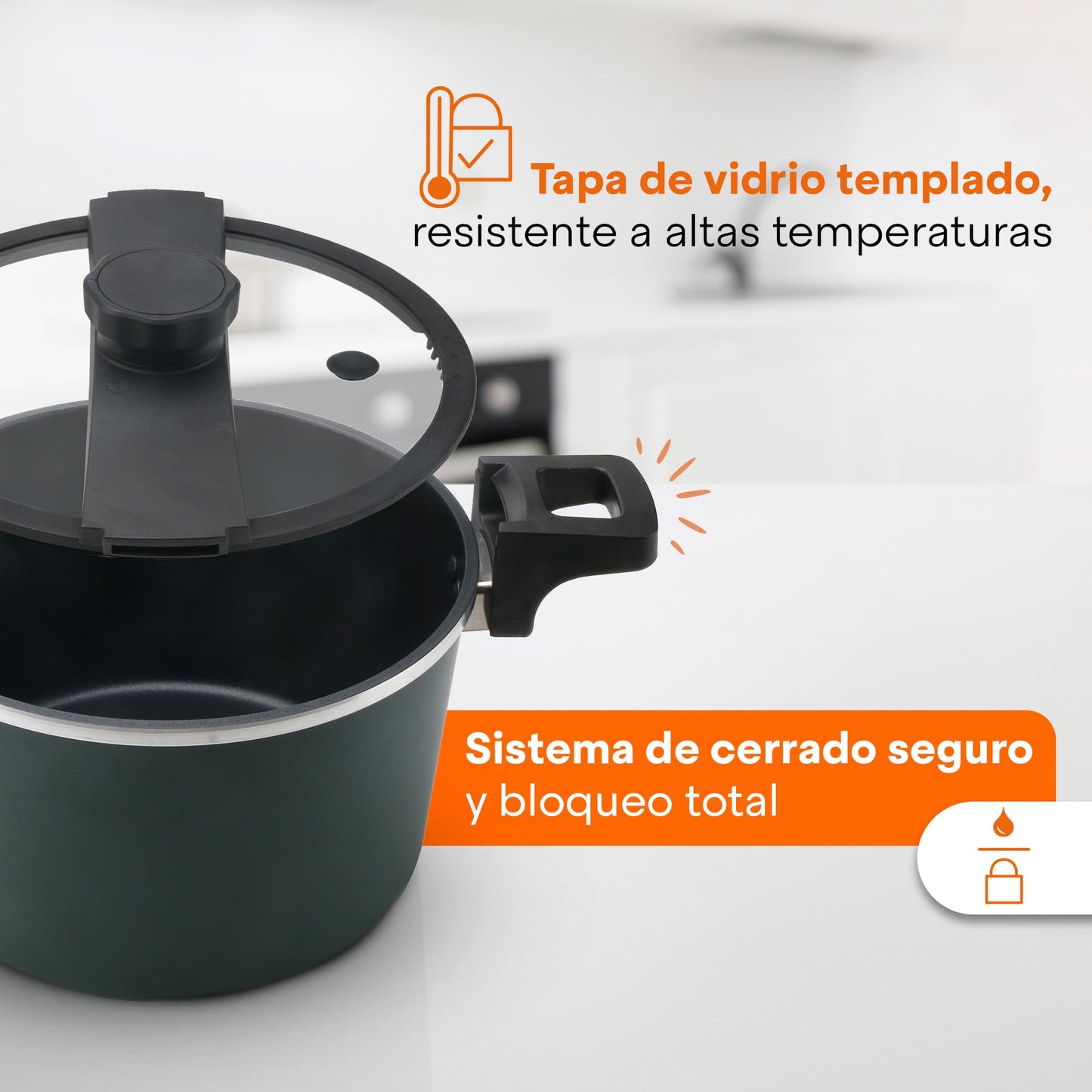 Olla de Presión MasterChef Hukën Express Plus Plata Alta Durabilidad 5L Anti-Adherente