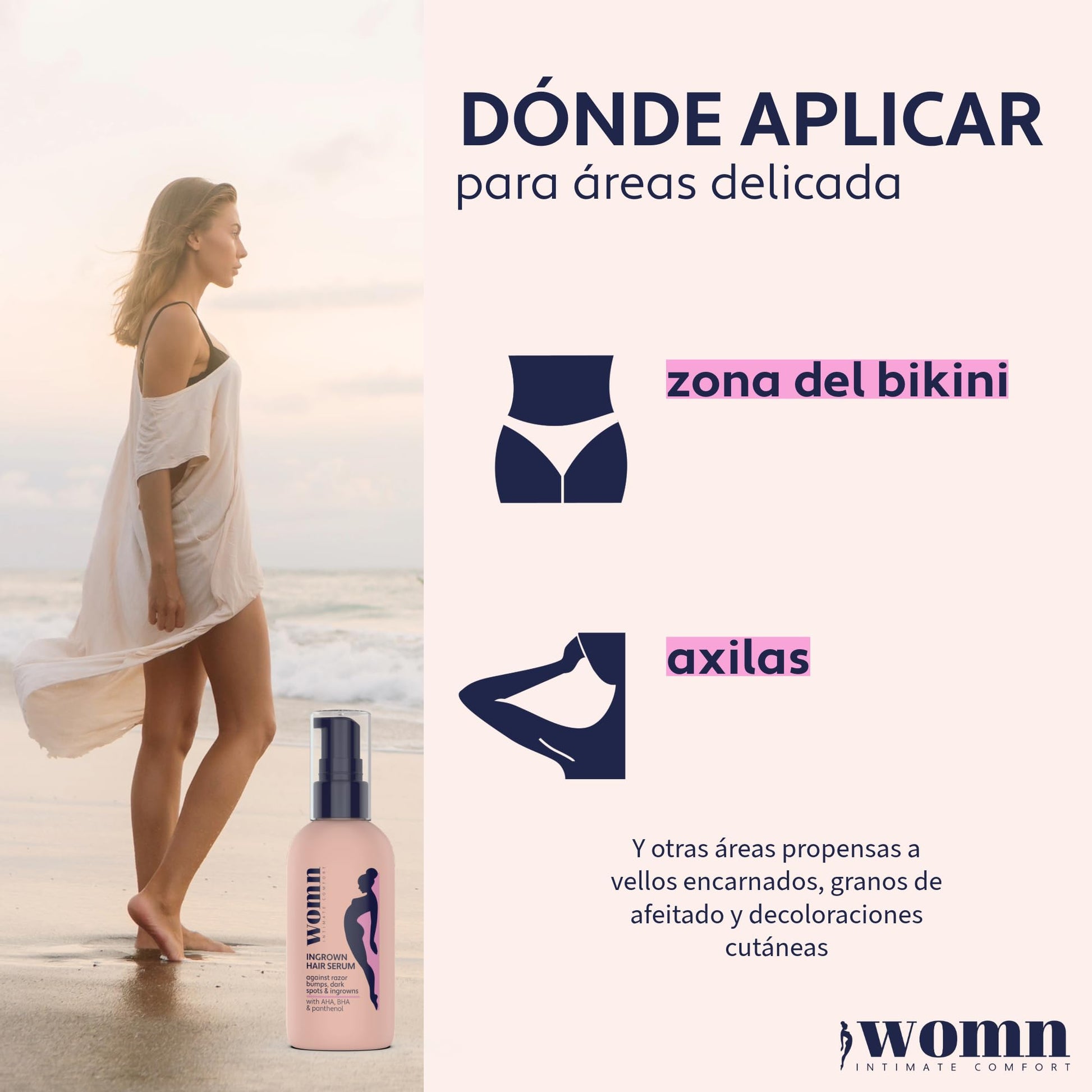 womn Intimate Comfort SUERO VELLO ENCARNADO - Contra vellos encarnados, granos de afeitado y manchas en la piel, 50 ml