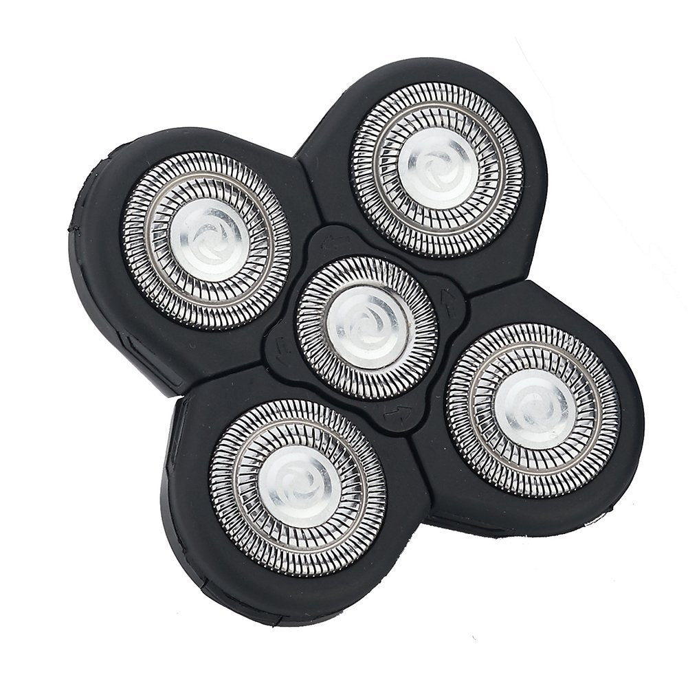 Cabezales de repuesto para maquinilla de afeitar eléctrica para hombres, 5 en 1, reemplazable, flotante, lavable, cuchilla recortadora de cabeza (negro)
