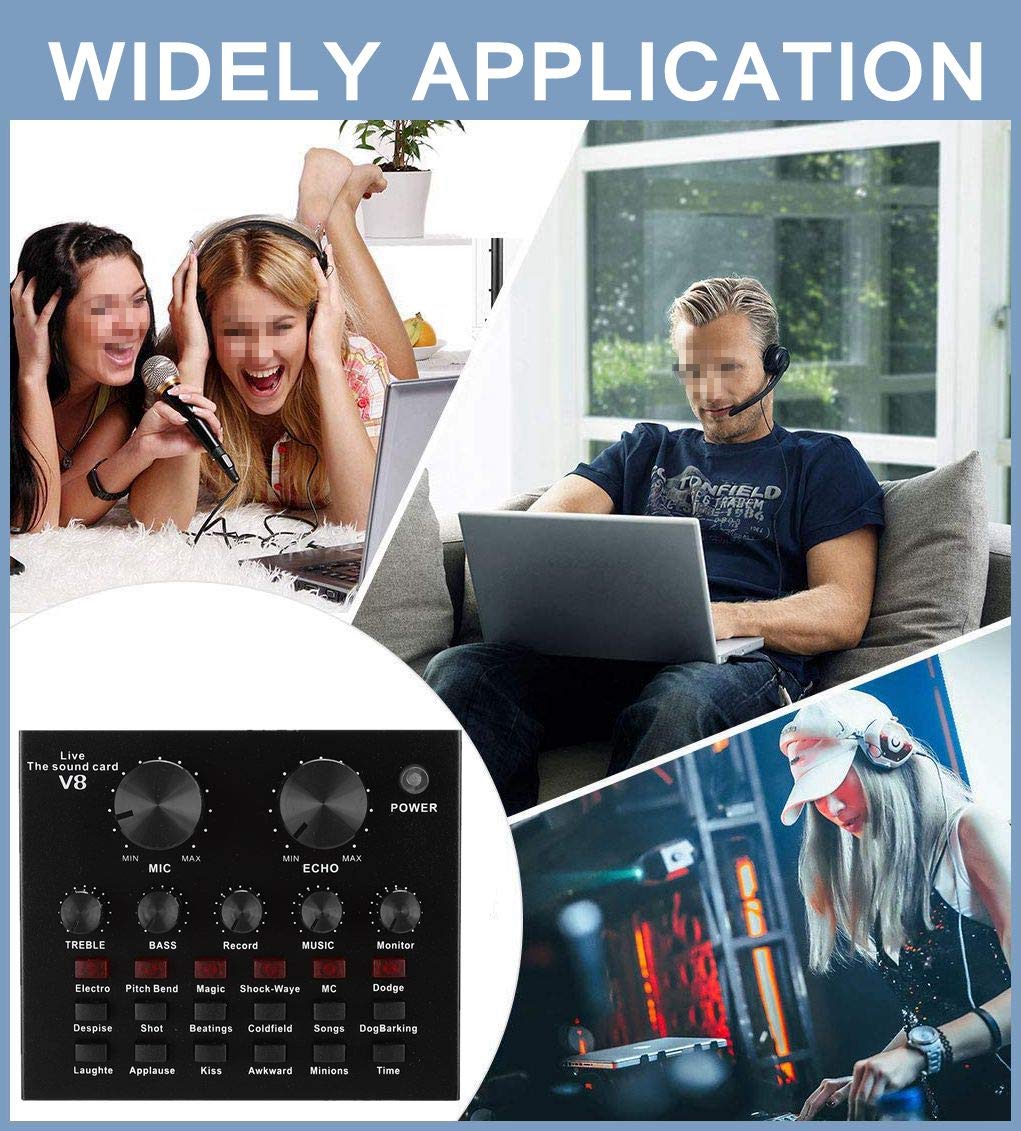 Tarjeta de Sonido V8 Mezclador de Audio portátil Volumen Ajustable