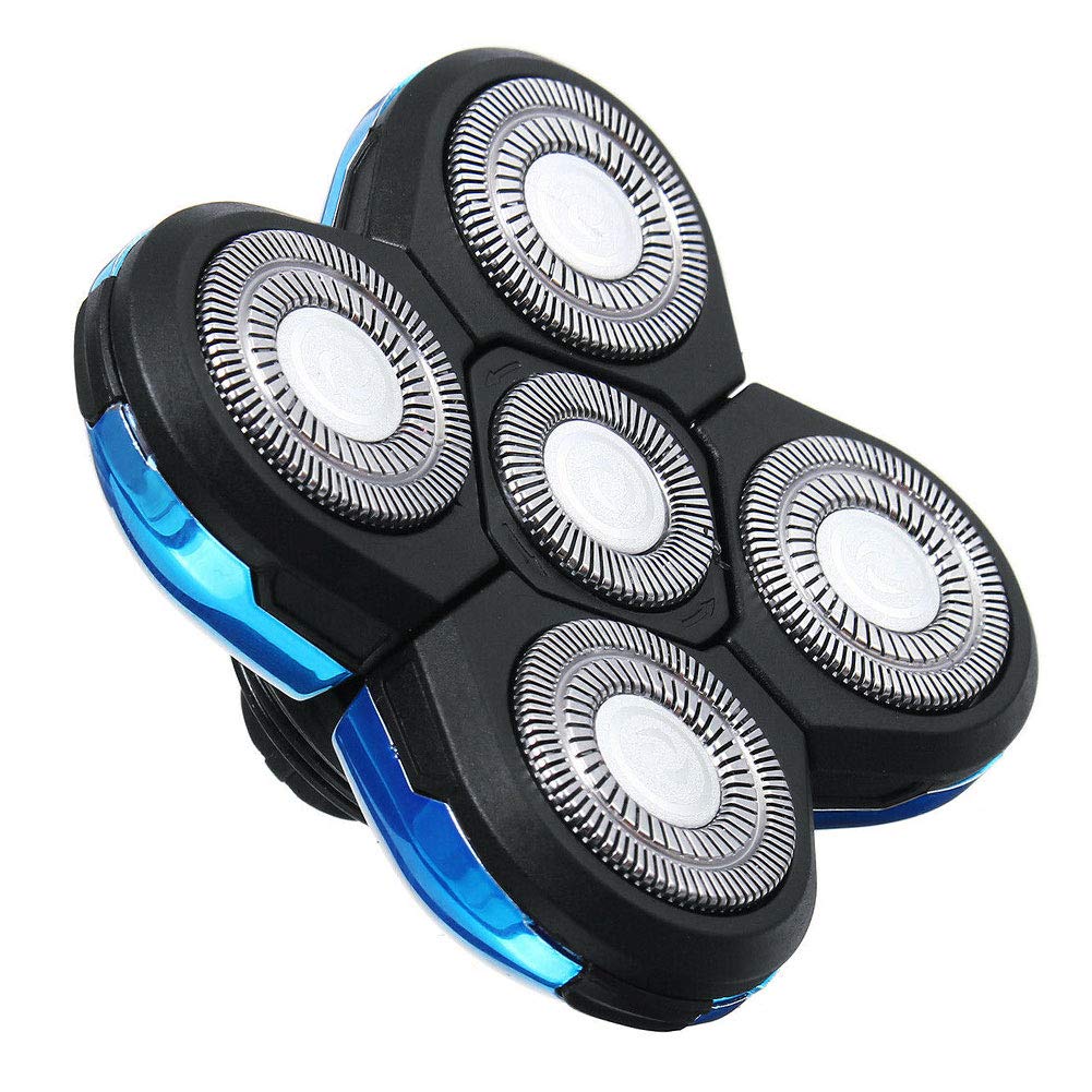 Cabezales de cuchilla de afeitar, 5 cabezales universales de repuesto para cuchilla de afeitar, cabezal giratorio 4D, apto para todas las maquinillas de afeitar de 5 cabezales (azul)
