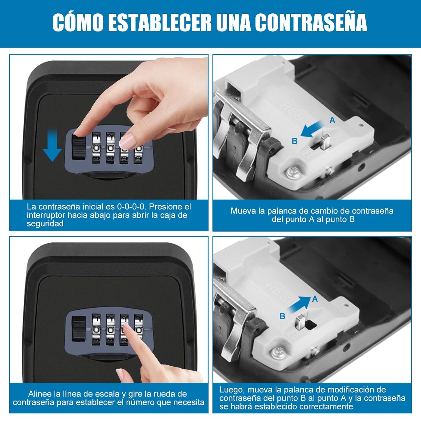 Caja de Seguridad para Llaves VEXORA Resistente al Agua de 4 Dígitos para Casa y Oficina