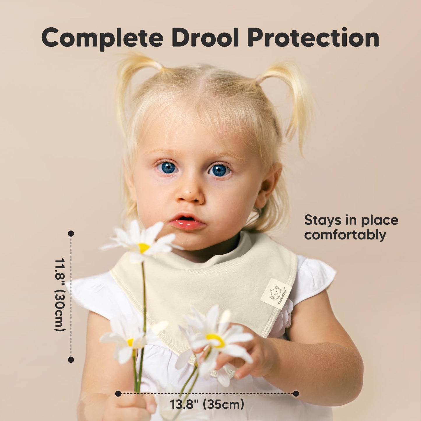 KeaBabies - Paquete de 8 baberos orgánicos para niñas - Baberos triangulares súper absorbentes para bebés babeos y dentición, 100% algodón extra suave para recién nacido, bebé de 0 a 36 meses