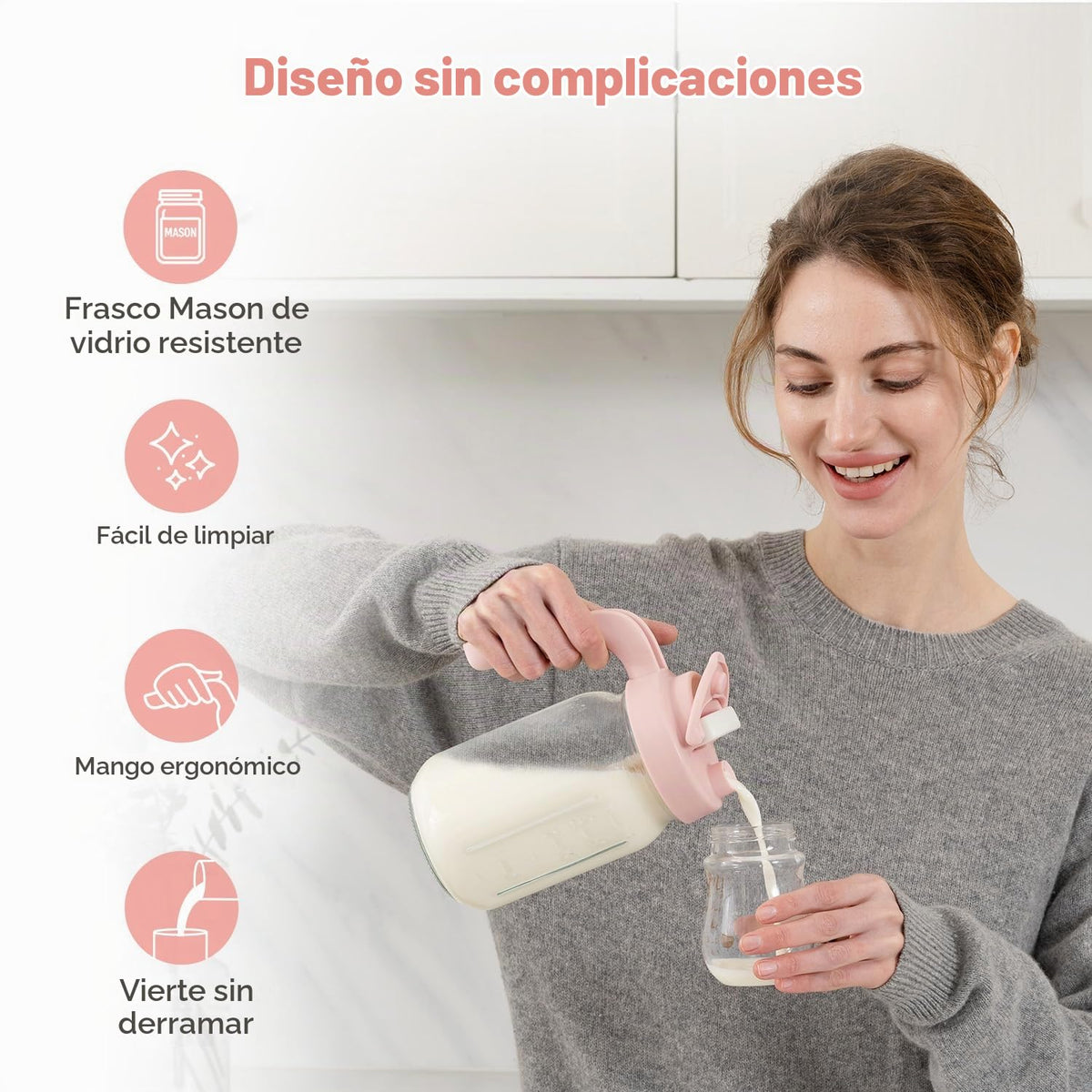 Papablic Glass - Jarra de leche materna, fórmula y recipiente de