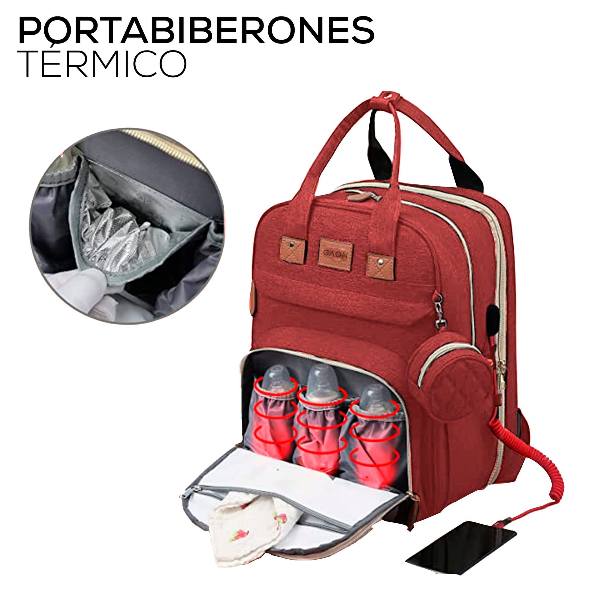 Mochila Pañalera Multifuncional de Gran Capacidad para Bebe | Cuna Convertible Impermeable con Cambiador Plegable … (Rojo.)-#11001000141301010502#