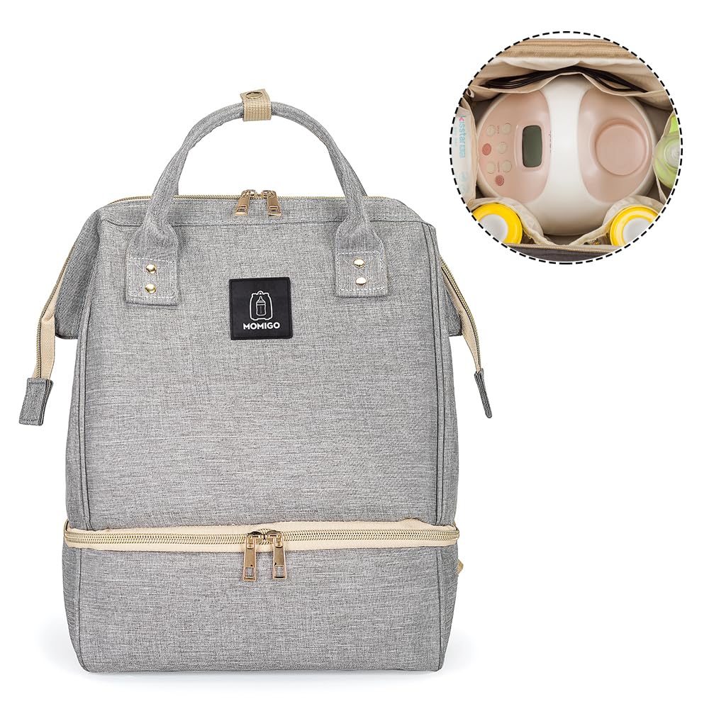 MOMIGO Mochila Bolsa Hielera a Prueba de Humedad Doble Capa con Puerto de Carga USB, Grande (Gris)