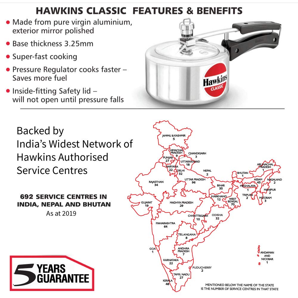 HAWKIN Classic CL15 1.5-Liter New Improved Aluminum Pressure Cooker, Small, Silver