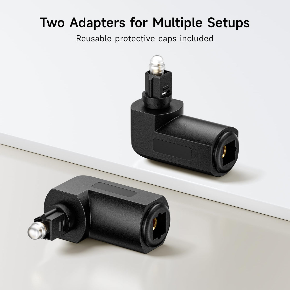 Adaptador Toslink Cable Matters Negro Paquete de 2 macho a hembra ángulo recto